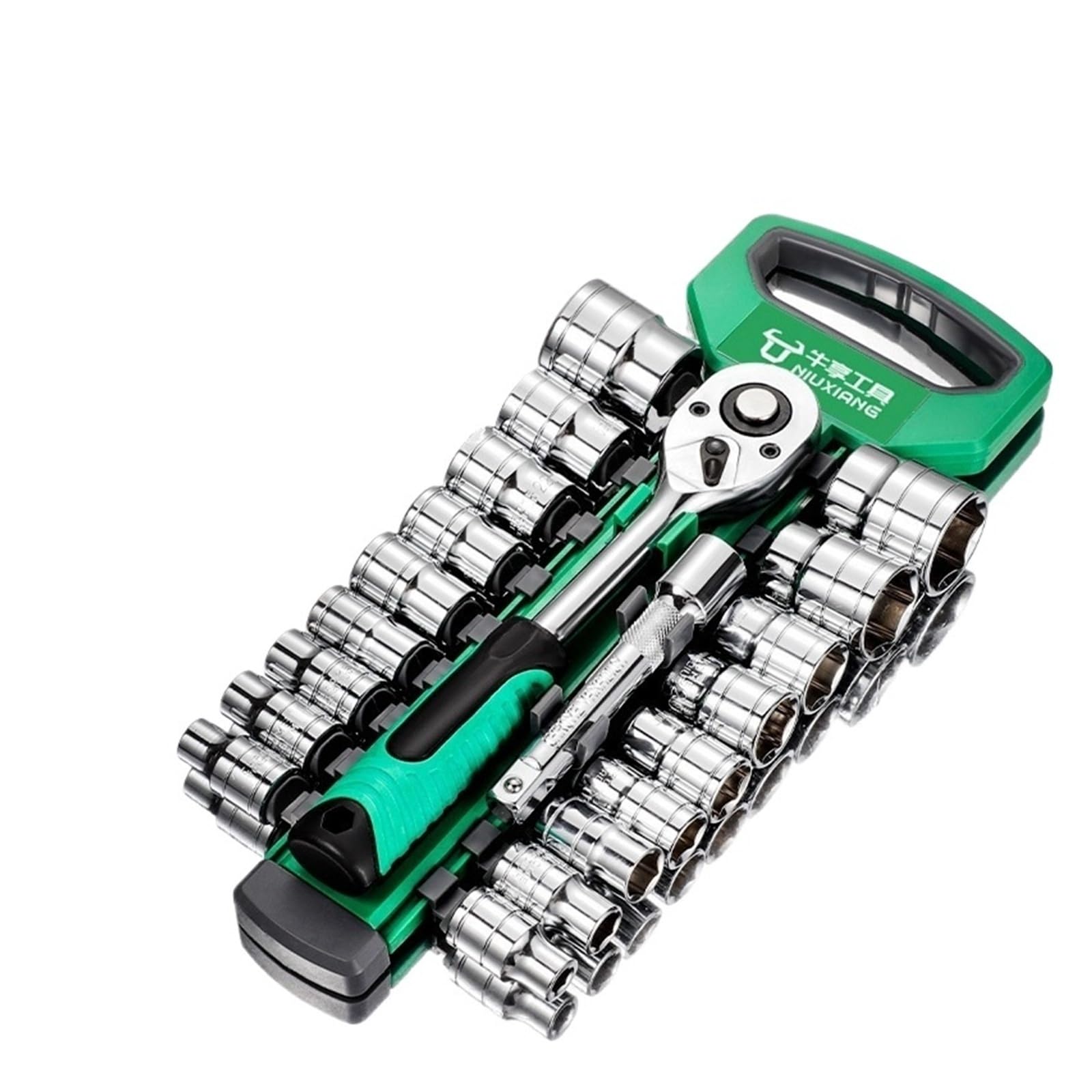 Zestaw nasadek 1/4"-3/8"-1/2",CR-V, nasadki metryczne i imperialne z szybkozamykanym kluczem grzechotkowym, model pro 72 zęby