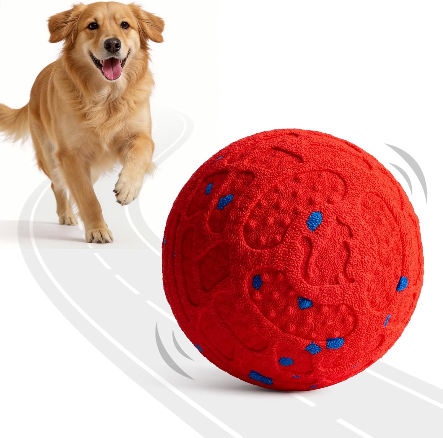Smart Interactive Dog Toy Ball – Automatic Moving, Bouncing & Rolling, 3 Modes, Chew-Proof E-TPU Shell, Waterproof, Rechargeable,Dog Ball for Medium and Large Dogs, Red
