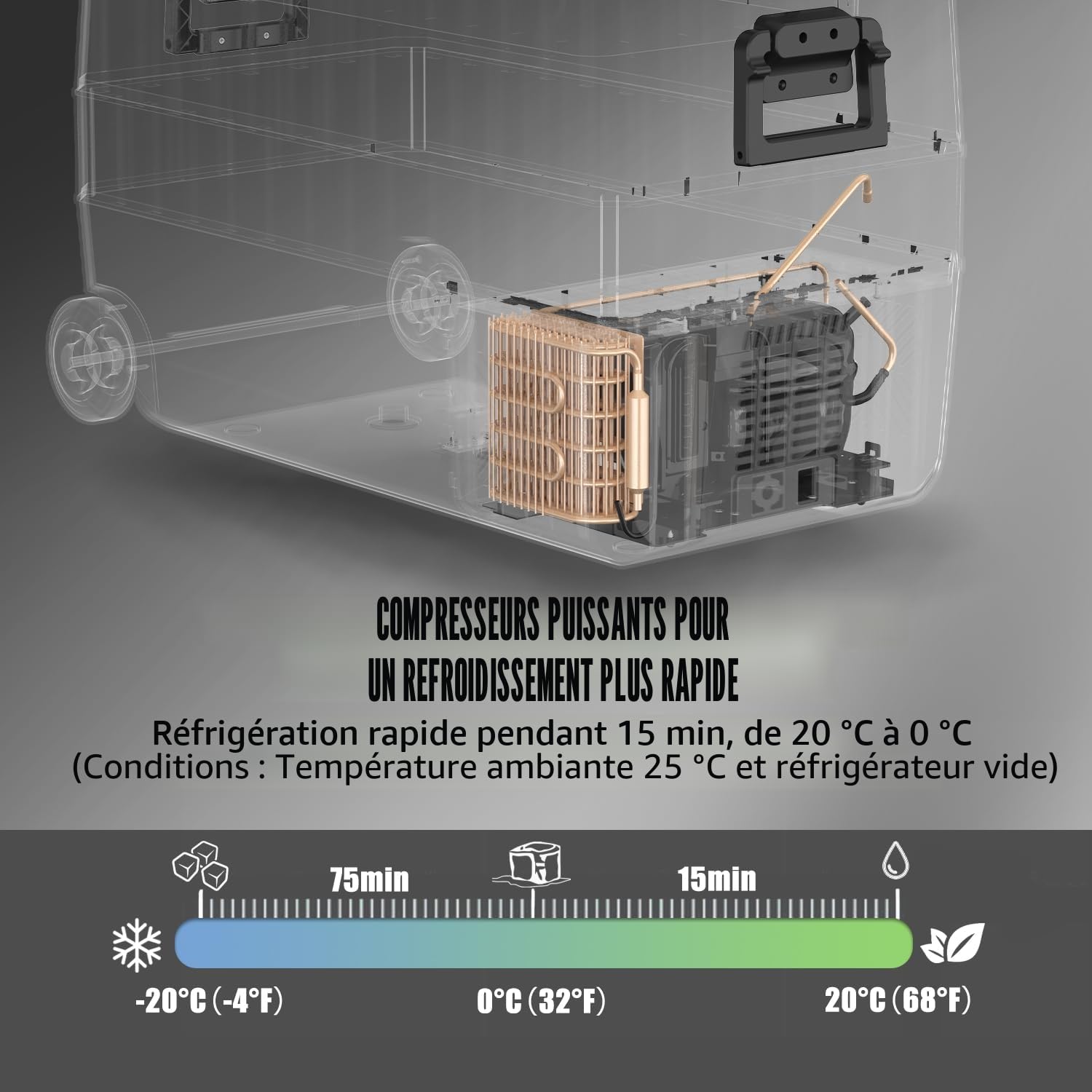 Alpicool T60 60L Glaciere Électrique à Compression, 12/24V Réfrigérateur de Voiture Portable congélateur et réfrigérateur pour Maison, dortoir, Camping