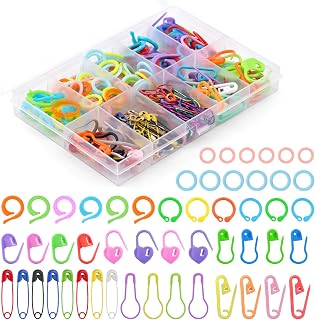 Hssugi Crochet Stitch Markers, Colored Markers with Plastic Storage Box for Knitting, 209 Pcs Safety Bulb Pins and Knitting Stitch Rings for Crochet DIY Craft Making