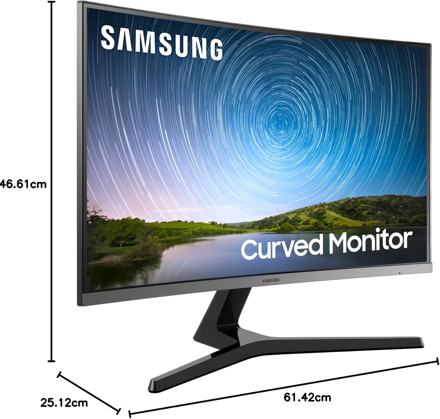 Samsung Monitor CR50 (C27R502), Curvo (1500R), 27", 1920x1080 (Full HD), VA, 75 Hz, 4 ms, FreeSync, HDMI, D-Sub, Ingresso Audio, Flicker Free, Eye Saver Mode, Dark Blue Gray