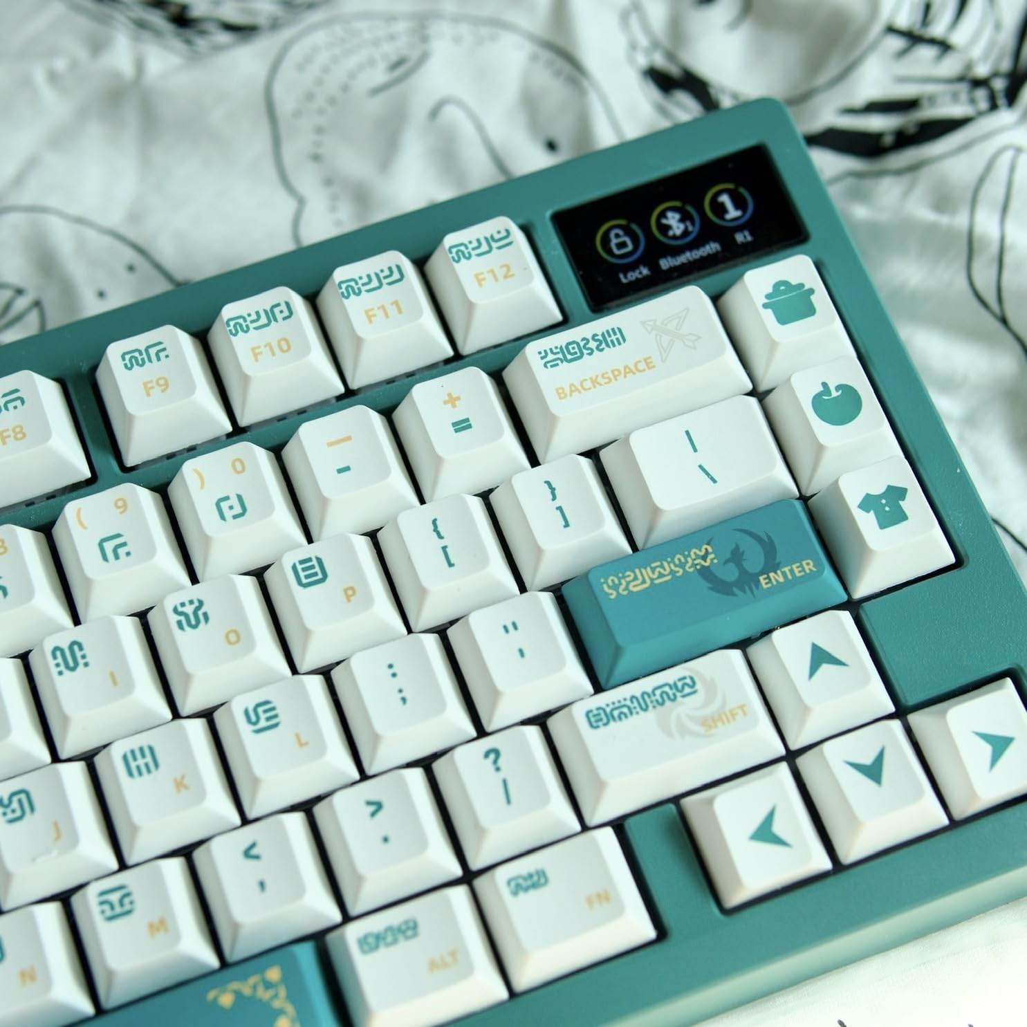 Pusakoa Green Game Themed Kashi Guwen Green Keycap Cherry Profile