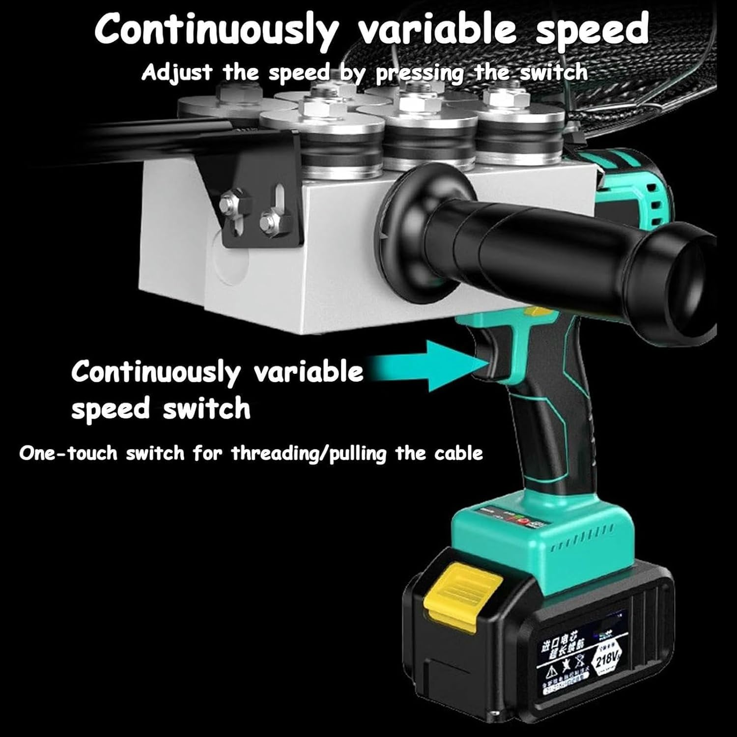 Electrician Wall Wiring Machine, Cordless Electric Wire Puller, Brushless Threading Machine, 40m Min Stringing Wire Machine with 2 x Lithium Battery