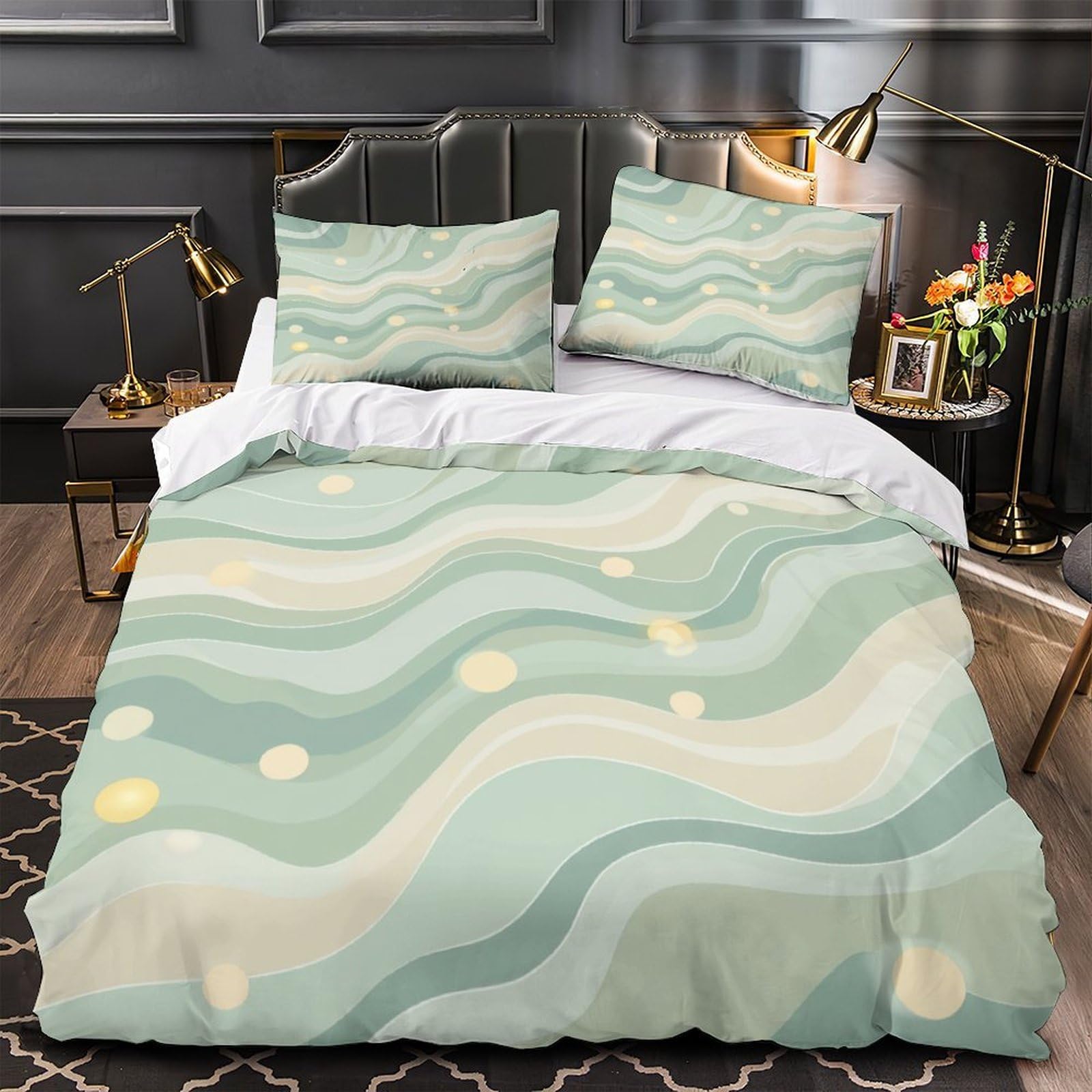 Housse de couette motif abstrait moderne pour lit double