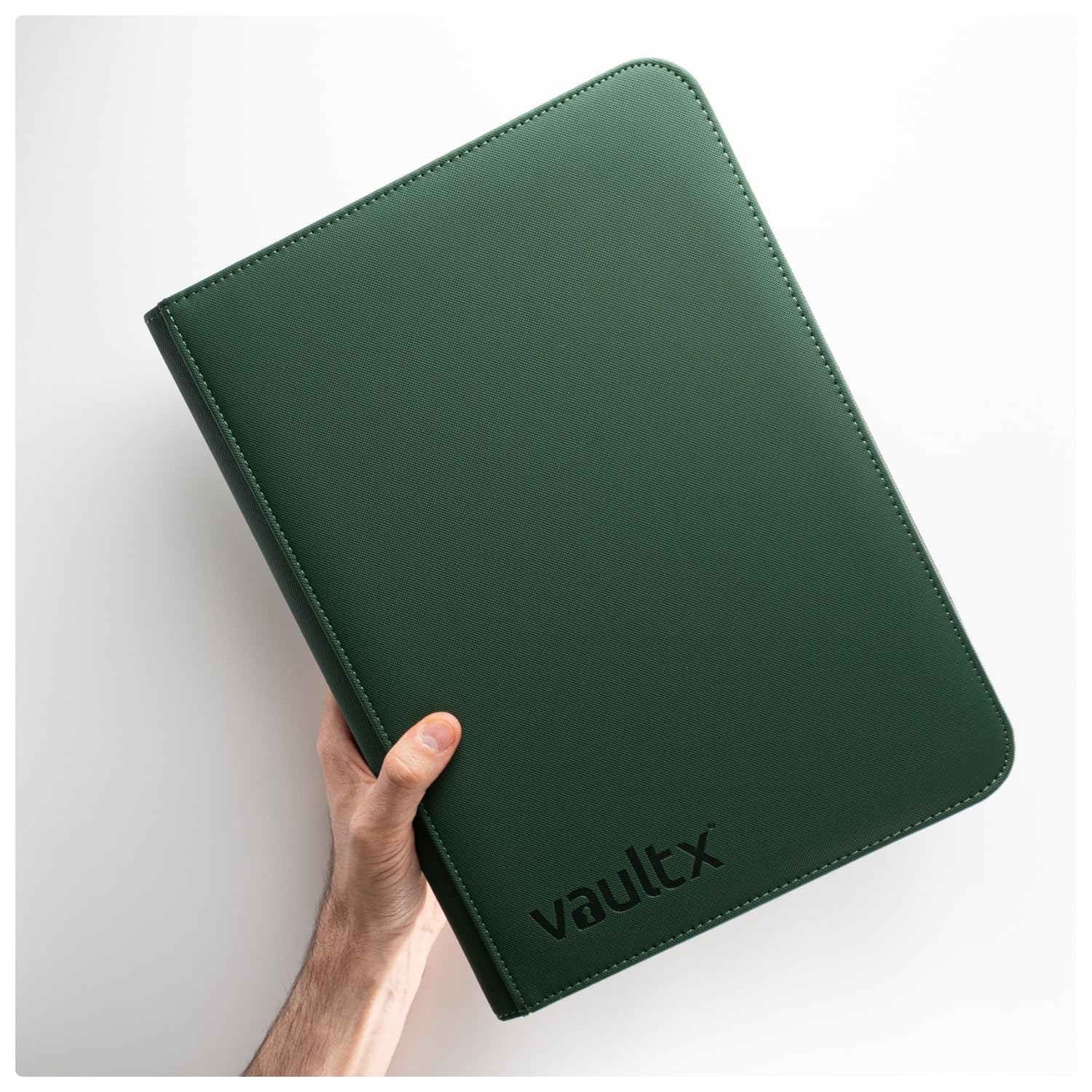 Vault X Álbum Exo-Tec con Cremallera, para 360 Cartas Coleccionables, 9 Bolsillos, 20 Páginas de Carga Lateral (Verde)