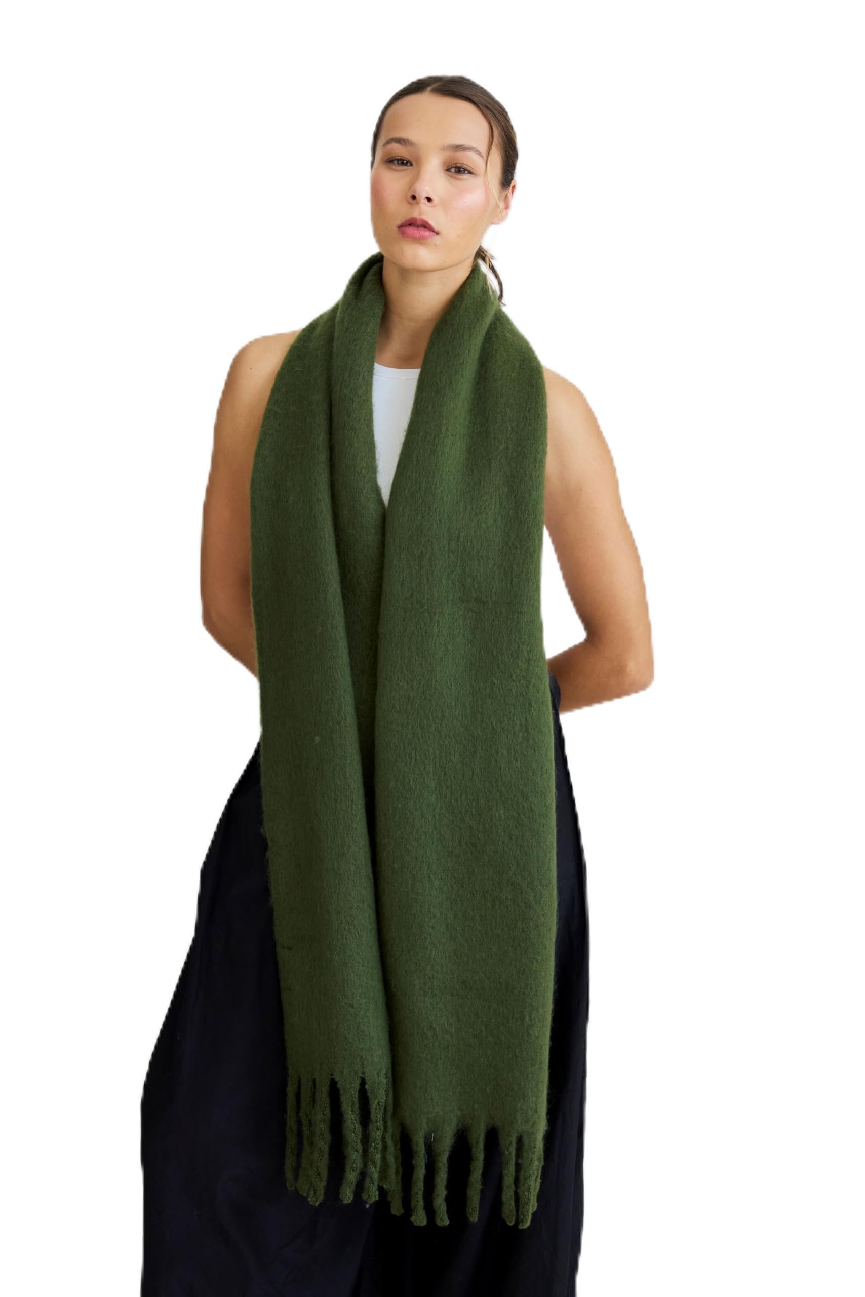 Kelp Studios Women's Moss Green Kelp Winter Scarf - Warm Cozy Neck Warmer For - 100% Recycled Polyester - Scarves For Cold Weather & Blanket