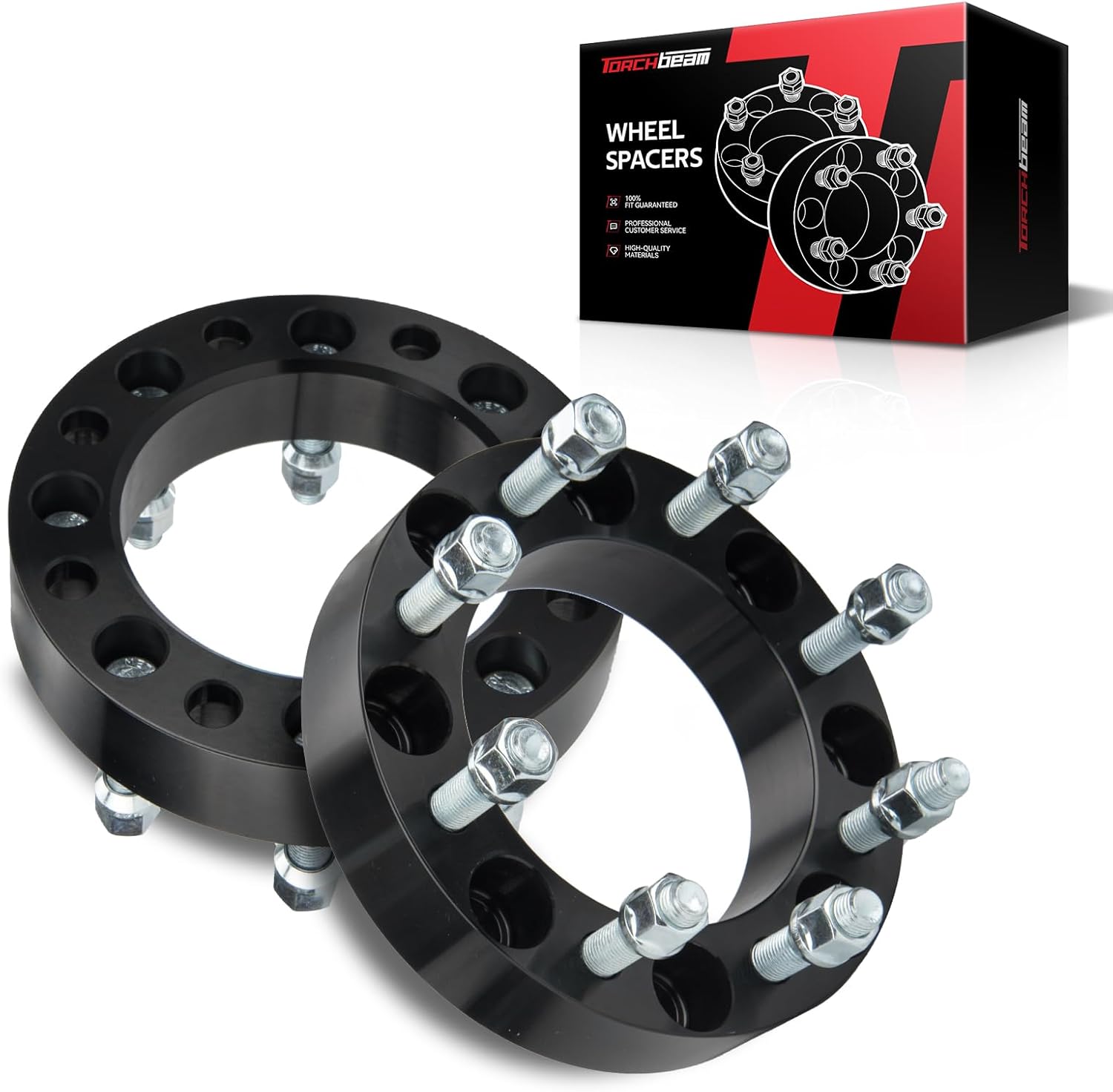 Torchbeam 8x170 to 8x6.5 Wheel Adapter 1.5 inch, Hub Bore 130 mm, Thread Pitch M14x1.5, Spacers for F-250 Super Duty, F-350 Super Duty, Excursion, F-450 Super Duty, F-550 Super Duty, Not Hubcentric