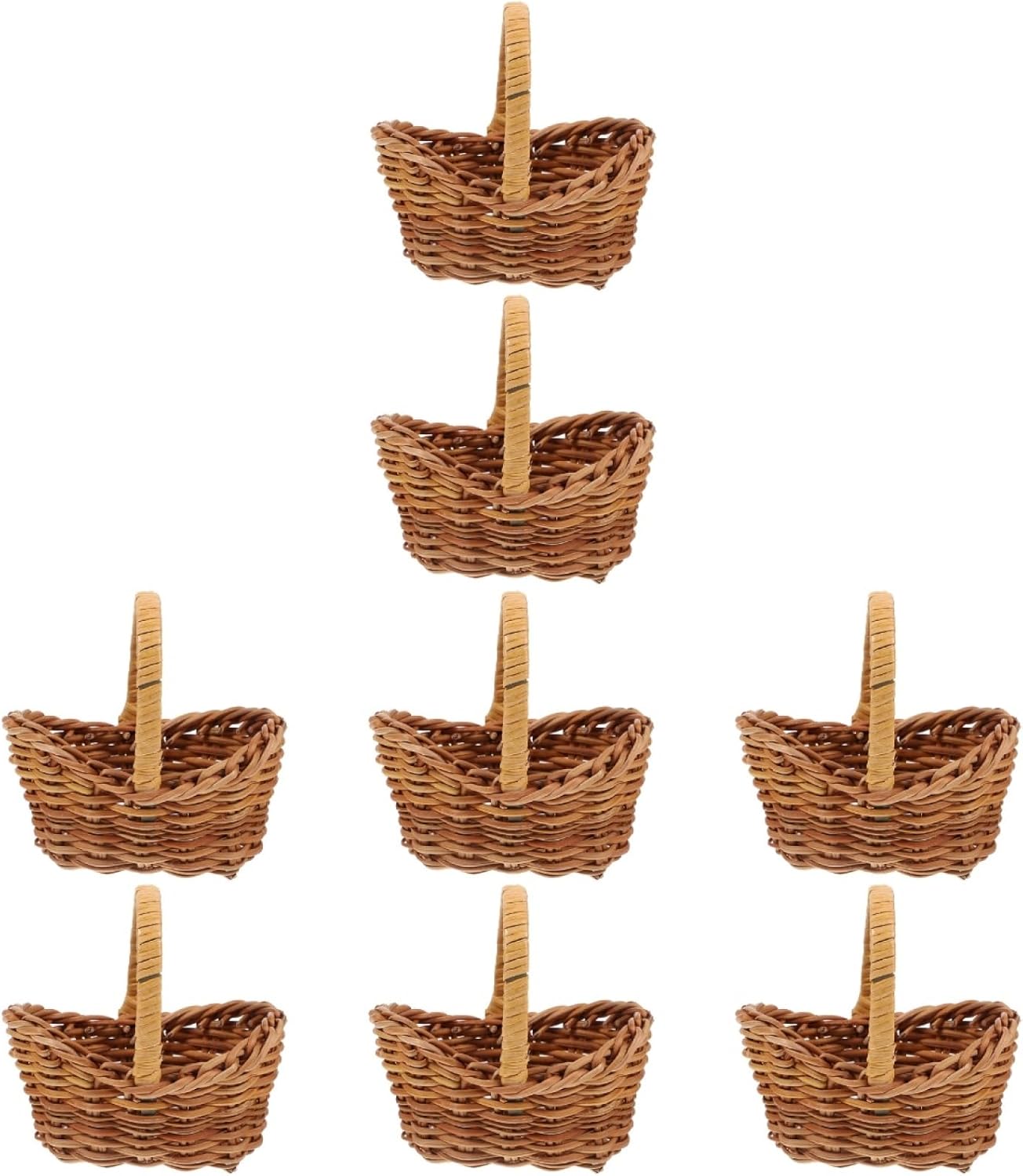 PRETYZOOM 8 Pcs Small Handheld Woven Baskets with Handles Mini Rustic Flower Baskets for Wedding Party Favor Storage and Home Decoration 2.95X2.95X8.66In