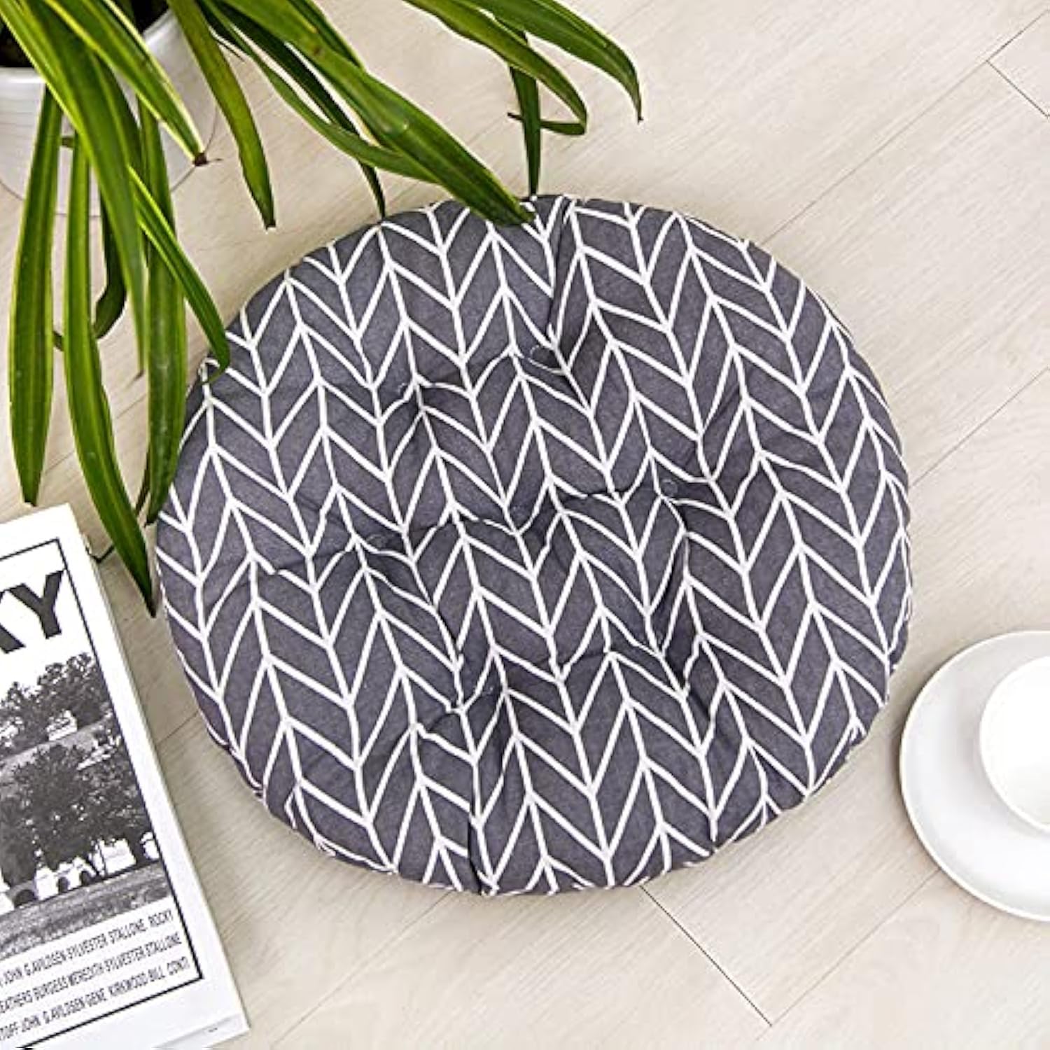 The Purple Tree Cotton Printed Round Chair Cushion Chair Pad (Pack of 1, 40X40 Cm) Outdoor Patio Chair Cushion, Quilted Chair Cushion (Grey Aztec) (B095SX2TWX) Amazon Price History, Amazon Price Tracker