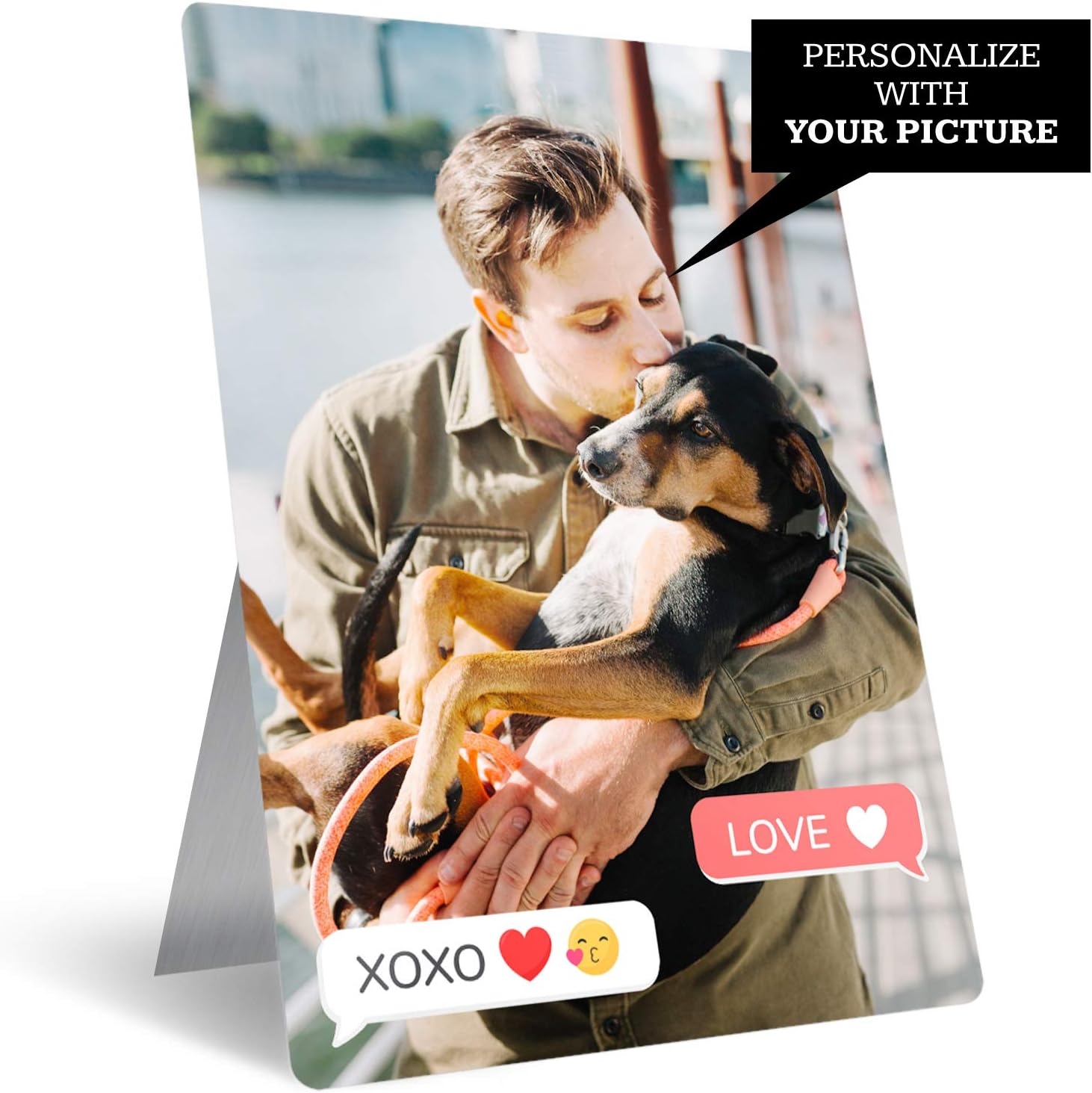 Soul Décor Personalized Pet Photo Frame, Custom Image And Text For Family, Friends, Pet Owner, Gift, 7" x 10" with Built-in Easel Back