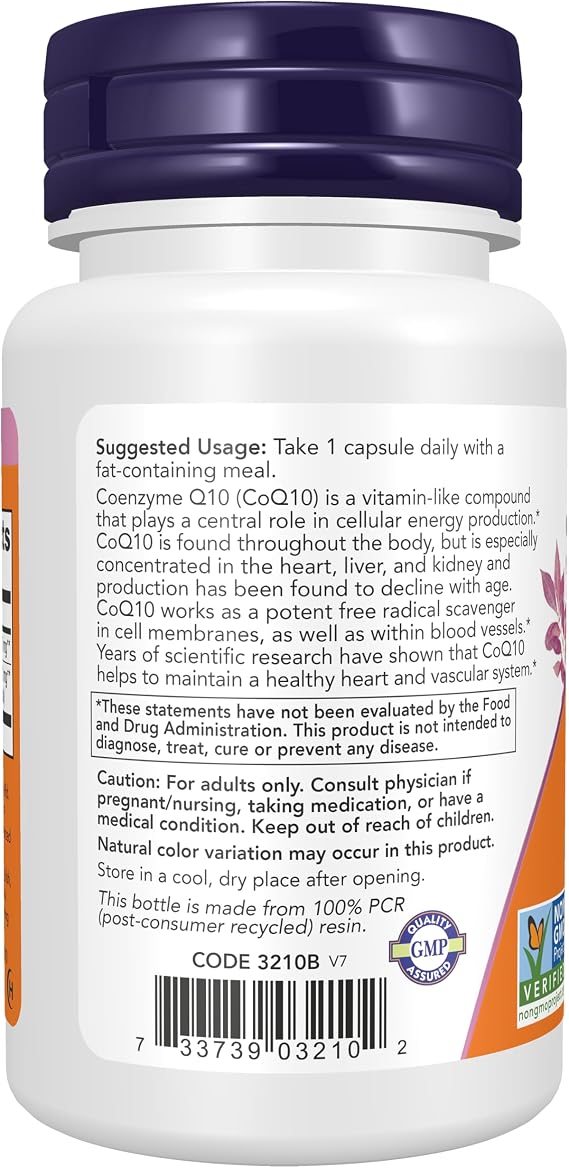 NOW Supplements, CoQ10 100 mg, Pharmaceutical Grade, 30 Veg Caps