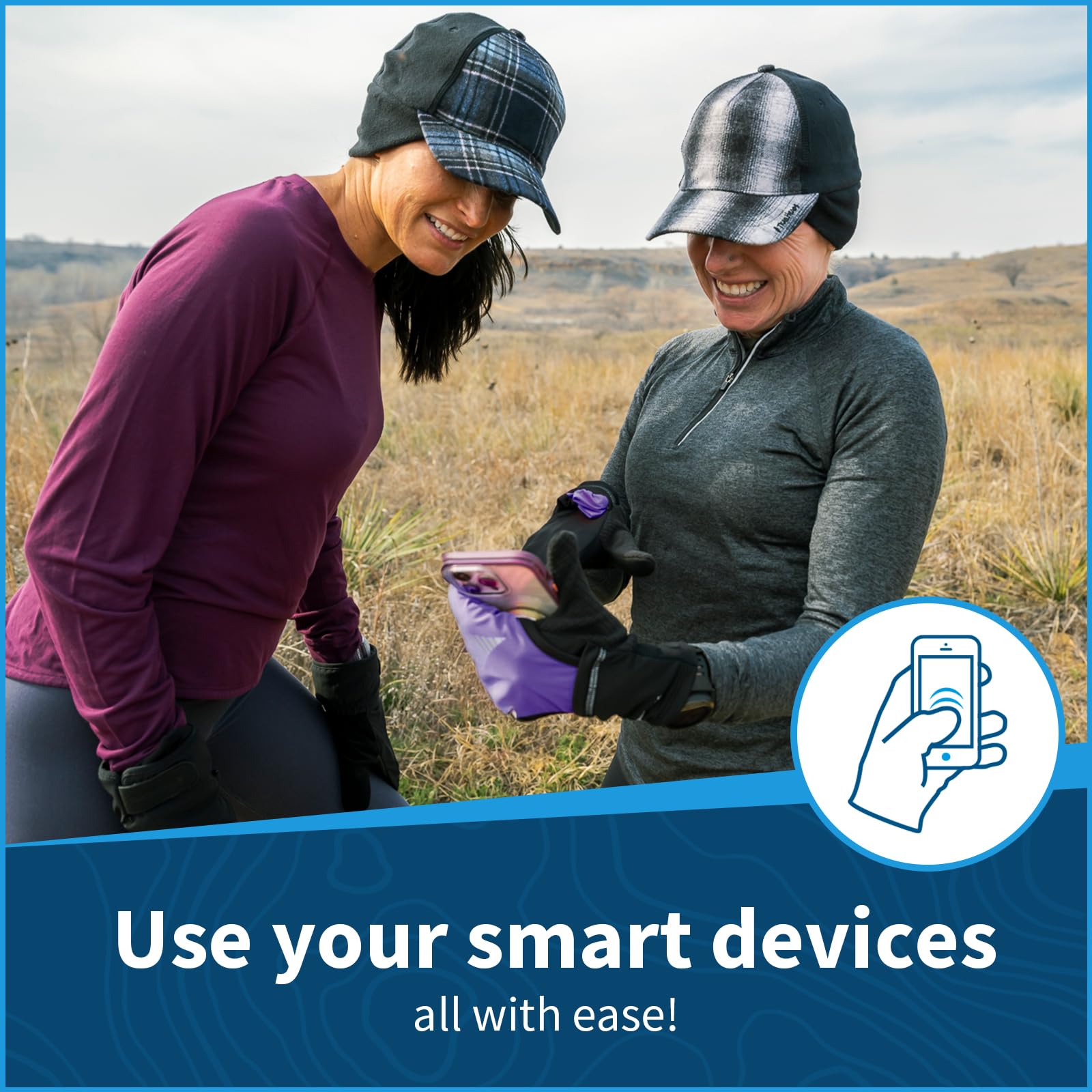 TrailHeads Guantes para mujer para pantalla táctil con manoplas impermeables reflectantes