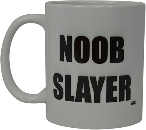 Rogue River Tactical La mejor taza de café divertida Noob Slayer Gamer Videojuegos, taza novedosa, gran idea de regalo para hombres o mujeres