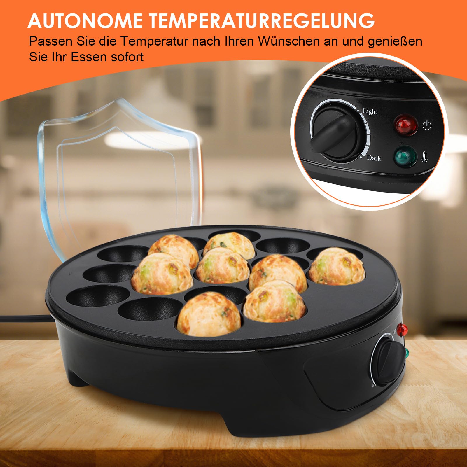 Macchina per Takoyaki Elettrica 18 Griglie Teglia per Polpo Palla Fai da Te Colazione