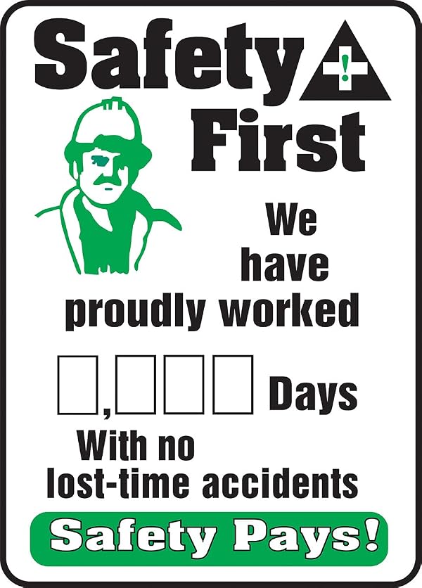 AccuformNMC Write-A-Day Dry Erase Safety Scoreboard Sign, “Safety First - We Have Proudly Worked # Days With No Lost -Time Accidents”, 20” x 14” Plastic Wall-Mount, Made in USA, MSR135PL by Accuform - Used condition - US$28.64