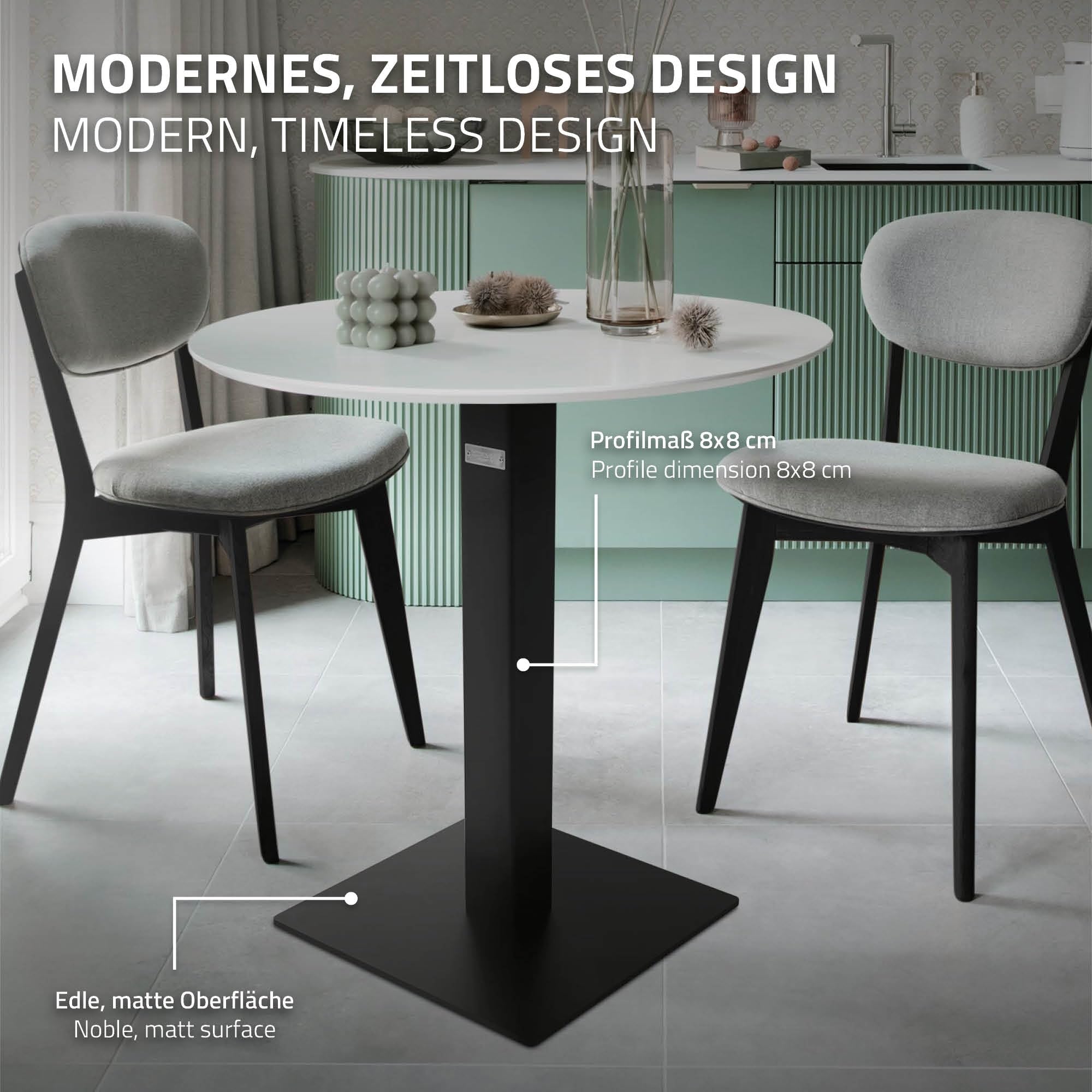 ML-Design Base per Tavolo Piedistallo Altezza 72 cm Telaio in Acciaio Verniciato a Polvere Nero con Piastra di Base Quadrata 43 x 43 cm Struttura per Interni ed Esterni