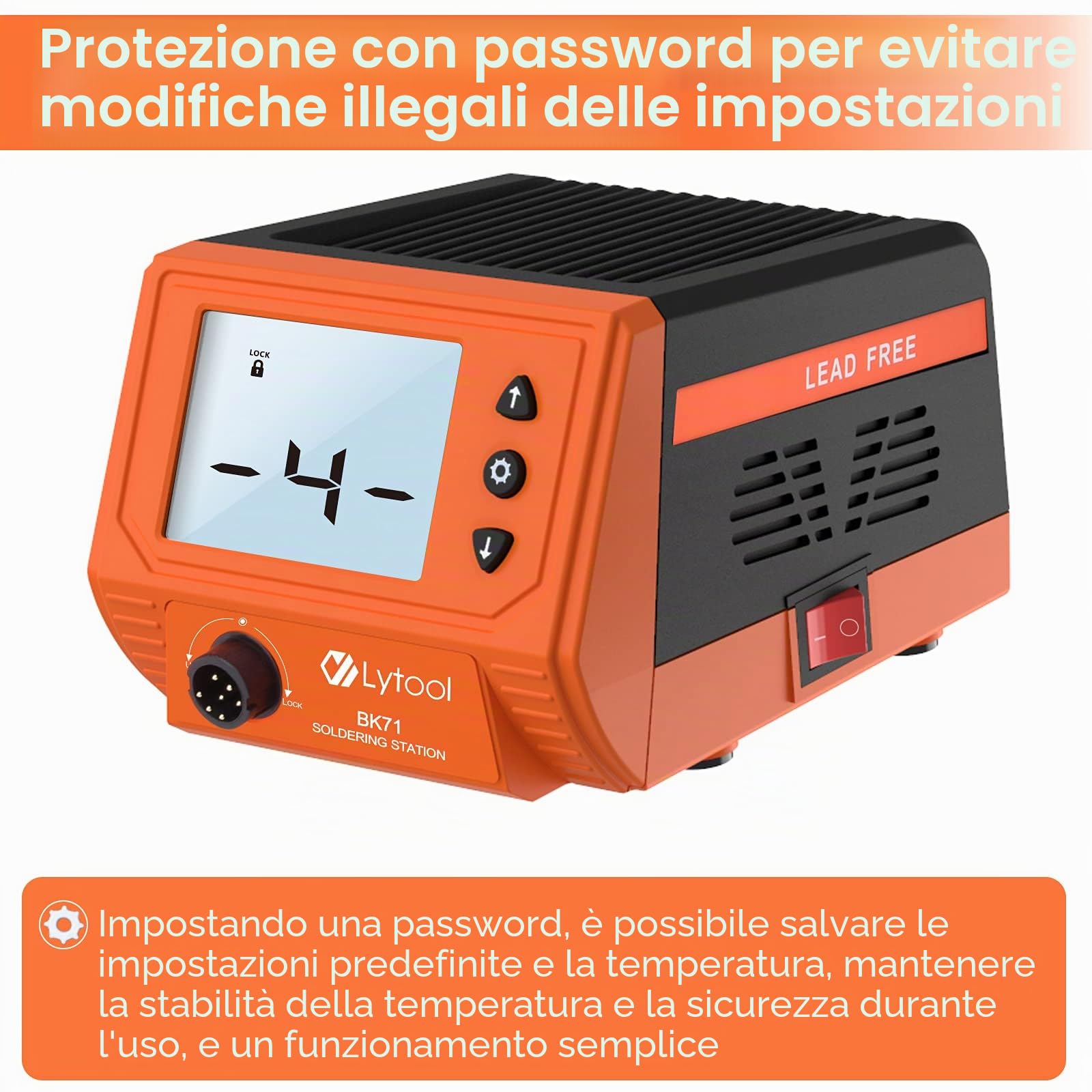 Stazione Saldante,Lytool Stazione Saldante Elettronica 60W,Regolabile Temperatura 180 ° C-480 ° C,Grande LED Schermo,Funzione di Sonno,Kit Stazione di Saldatura Digitale, 5 Punte Sostituibili