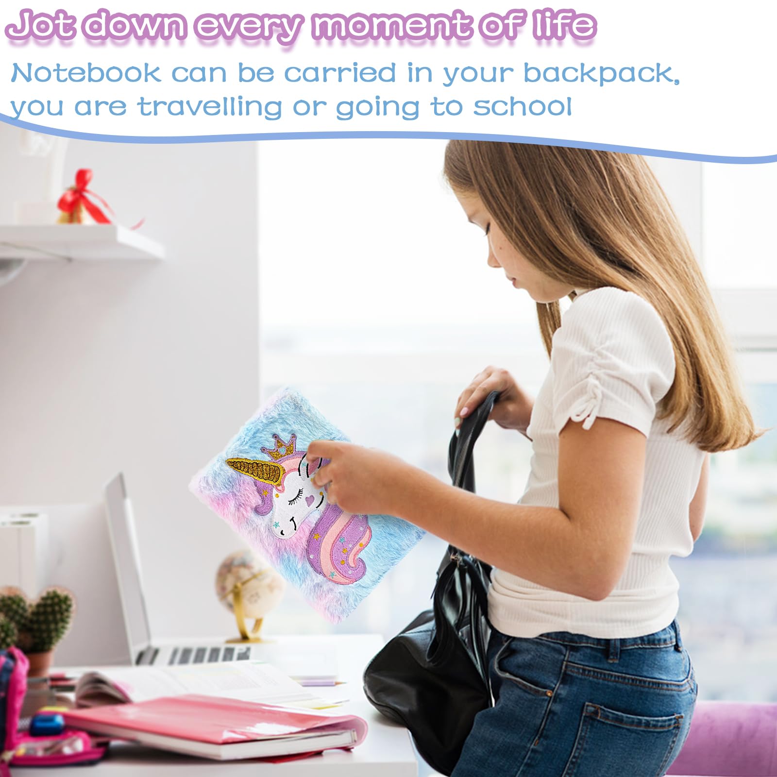 Diario Segreto Bambina con Lucchetto A5 Peluche Unicorno Quaderno con Chiave Regalo 5-10 Anni