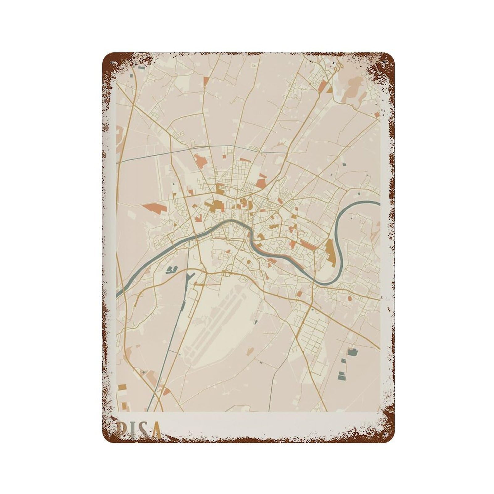 xiaoxiaoshen Pisa Map Italy Travel Gift Boho Wall Decor Art Metal Tin Poster Modern Home Decor Art Home Bar Shop Decorations Vintage Sign 40x30cm