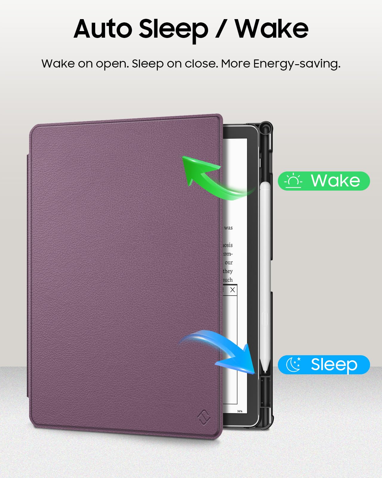 FINTIE Slim Case for 11" Kindle Scribe 3rd Generation 2025 and Kindle Scribe Colorsoft 1st Generation 2025 - [Built-in Pen Holder] Lightweight PU Leather Folio Cover Auto Sleep Wake, Purple — view 3