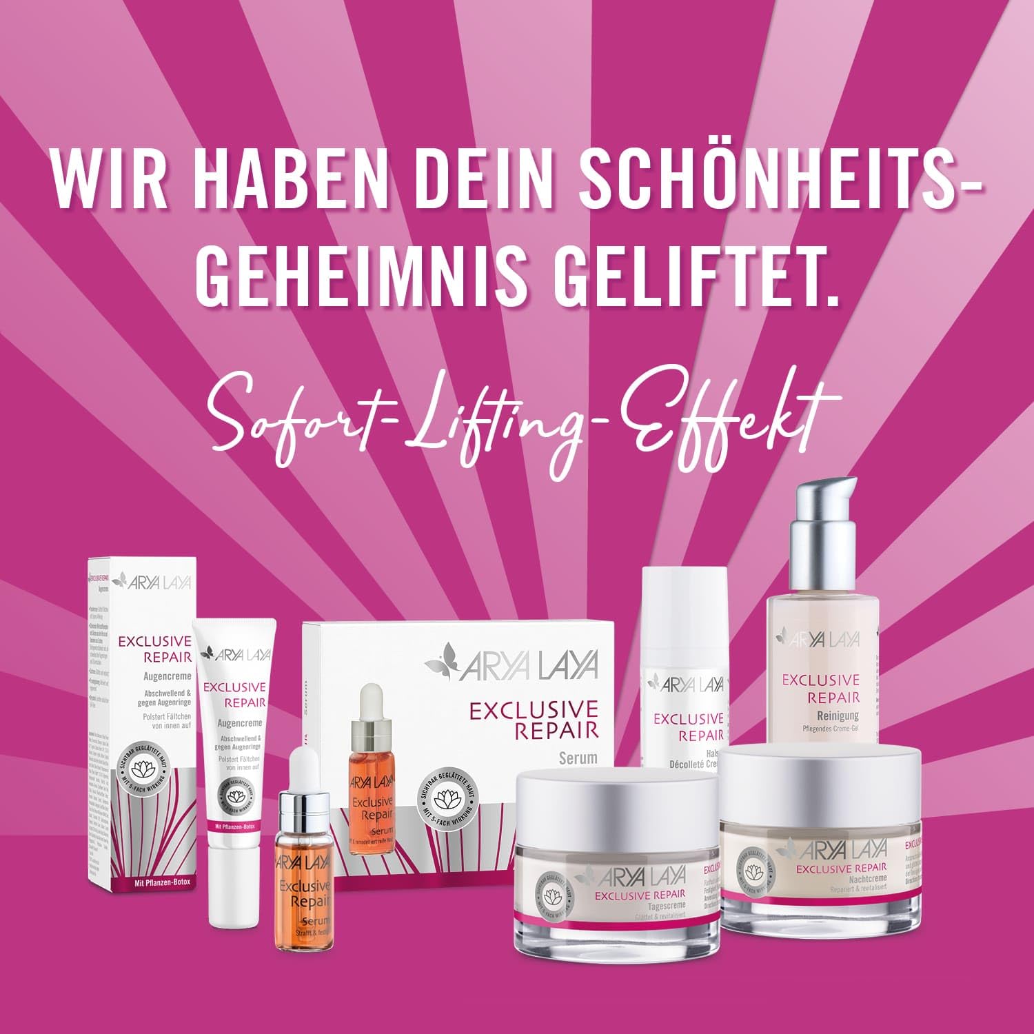 ARYA LAYA Exclusive Repair Kombipack, Tages- & Nachtcreme, je 50 ml | 5-fach Anti-Aging Wirkung - weniger Faltentiefe, mehr Feuchtigkeit, Festigkeit, Elastizität & Glätte, vegan