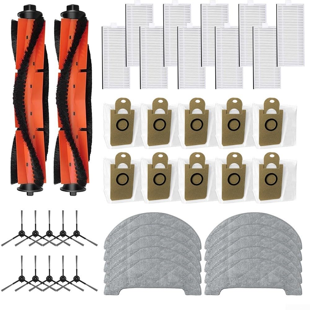 Kit de piezas de repuesto para aspiradora compatible con RV1 Pro y RV1 Pro Max, incluye filtro de cepillo lateral principal, bolsa de polvo y cepillo de rodillo para limpieza profunda