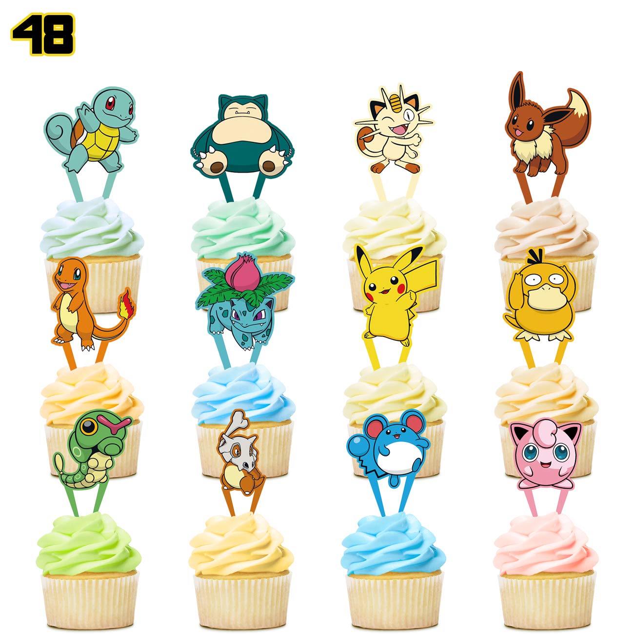 Buy 48 Pokemon Cupcake Toppers Pikachu Cake Topper Decorations Party