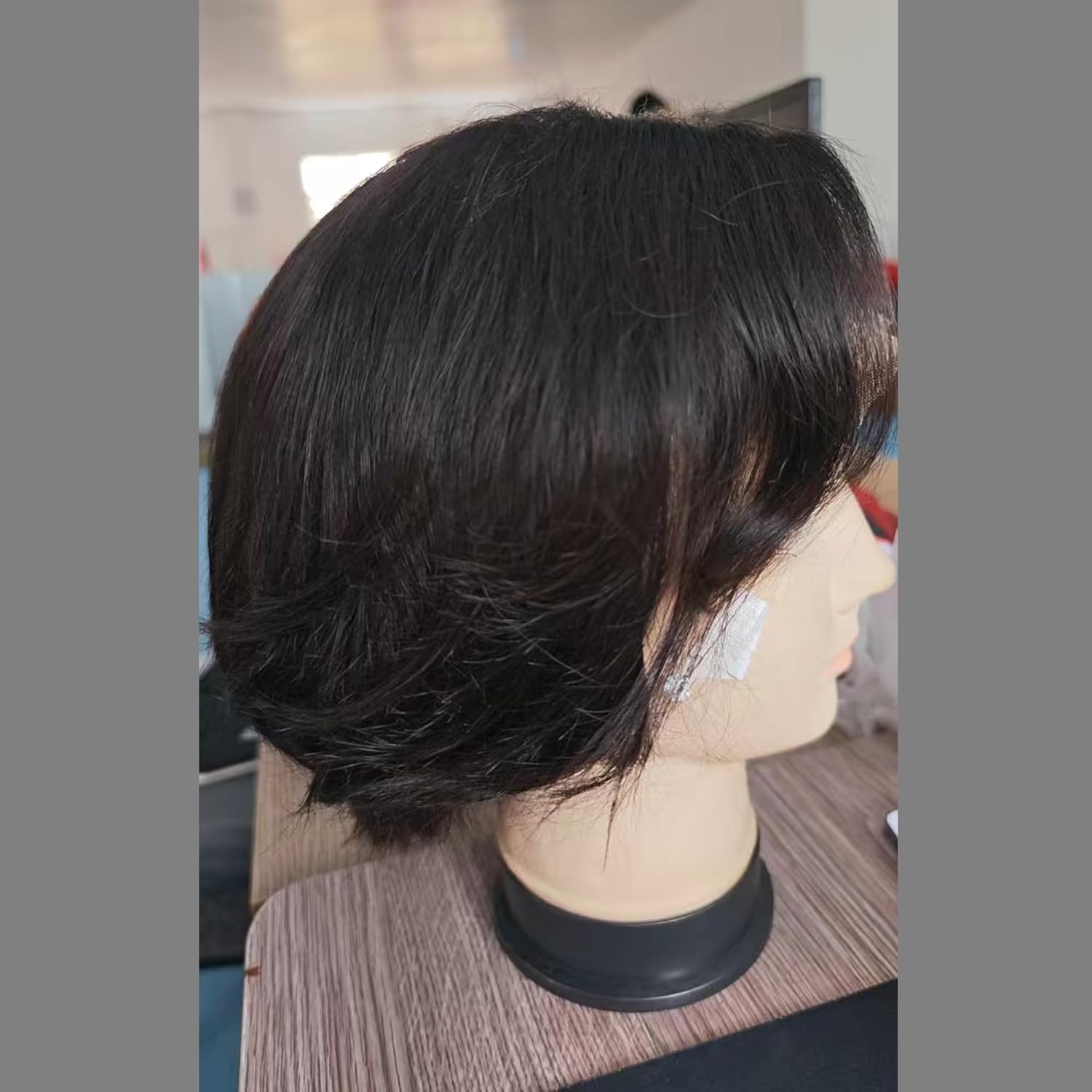 Human Hair Straight Bob Pixie Cut Wig Natural Black 13X4 HD Lace Front Wig with Baby Hair Side Part Virgin Glueless Brazilian Remy 150% Density for Black Women 6"