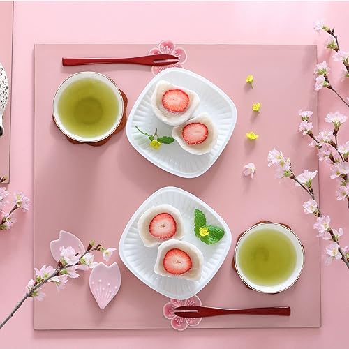 Miniatura 6 de Whaline Soporte para cucharas de café con flores, 4 piezas, soporte para cucharaditas de cerámica con flores de cerezo rosa, accesorios para