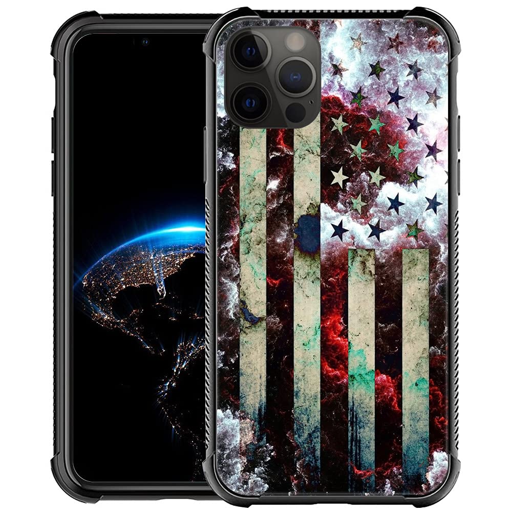 iPhone 13 Case,USA Flag Stardust Drop Protection Soft TPU Edges for iPhone 13 Case,Pattern Design Cases for Apple iPhone 13 6.1 inch USA Flag Stardust