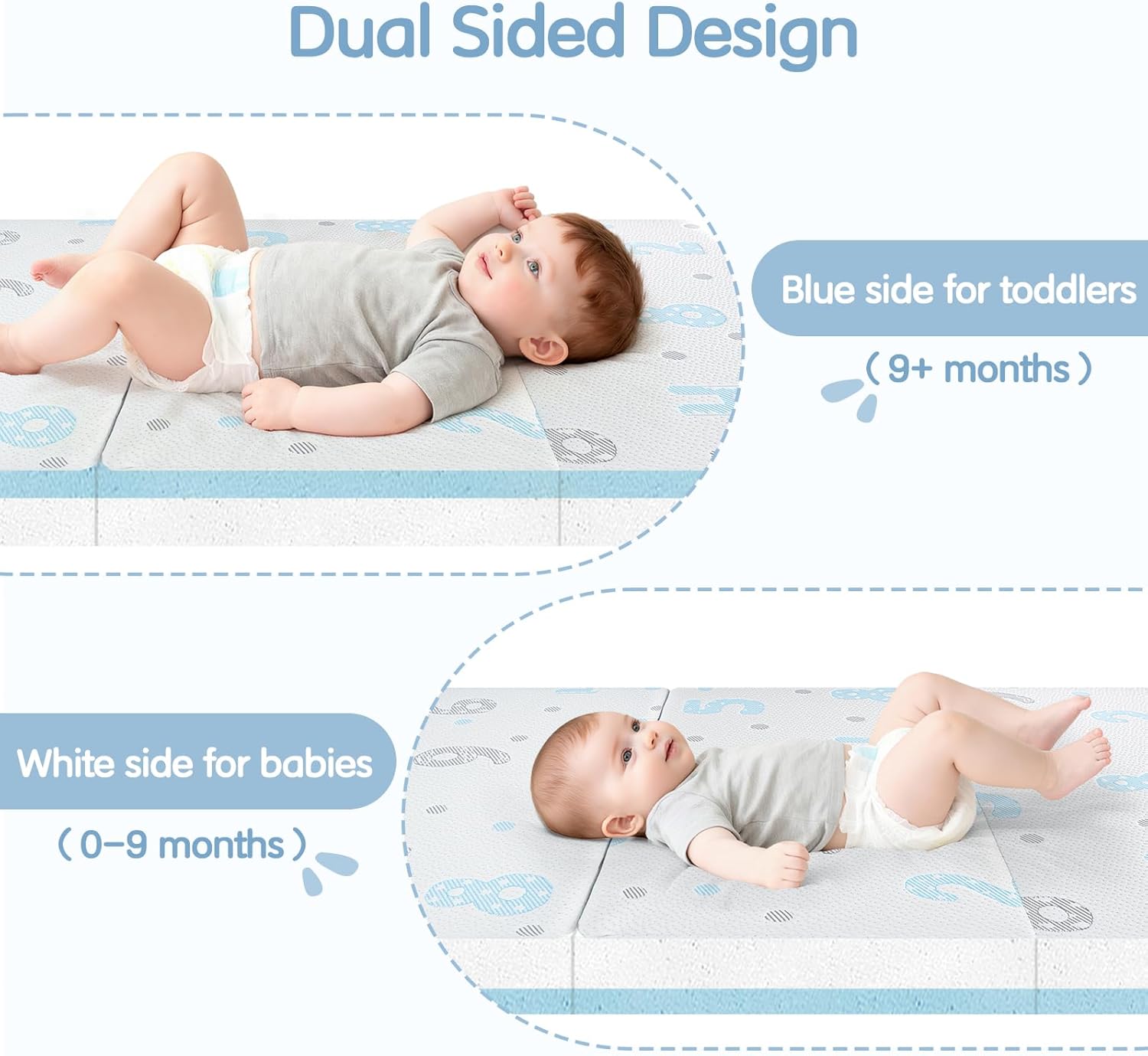 Pack and Play Mattress, 38"x26" Pack N Play Mattresses Dual-Sided Design for Baby and Toddler, Foldable Mattress for Pack N Play with Washable Cover