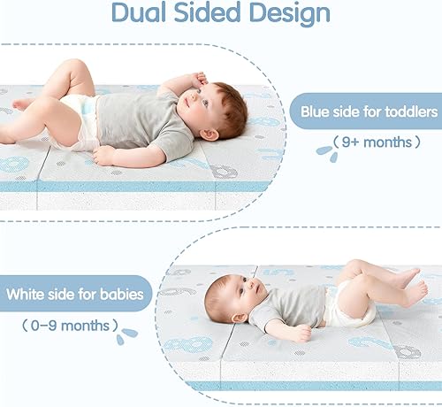 Miniatura 4 de Colchón Pack and Play, 38 x 26 pulgadas, diseño de doble cara para bebé y niño pequeño, colchón plegable para Pack N Play con funda lavable
