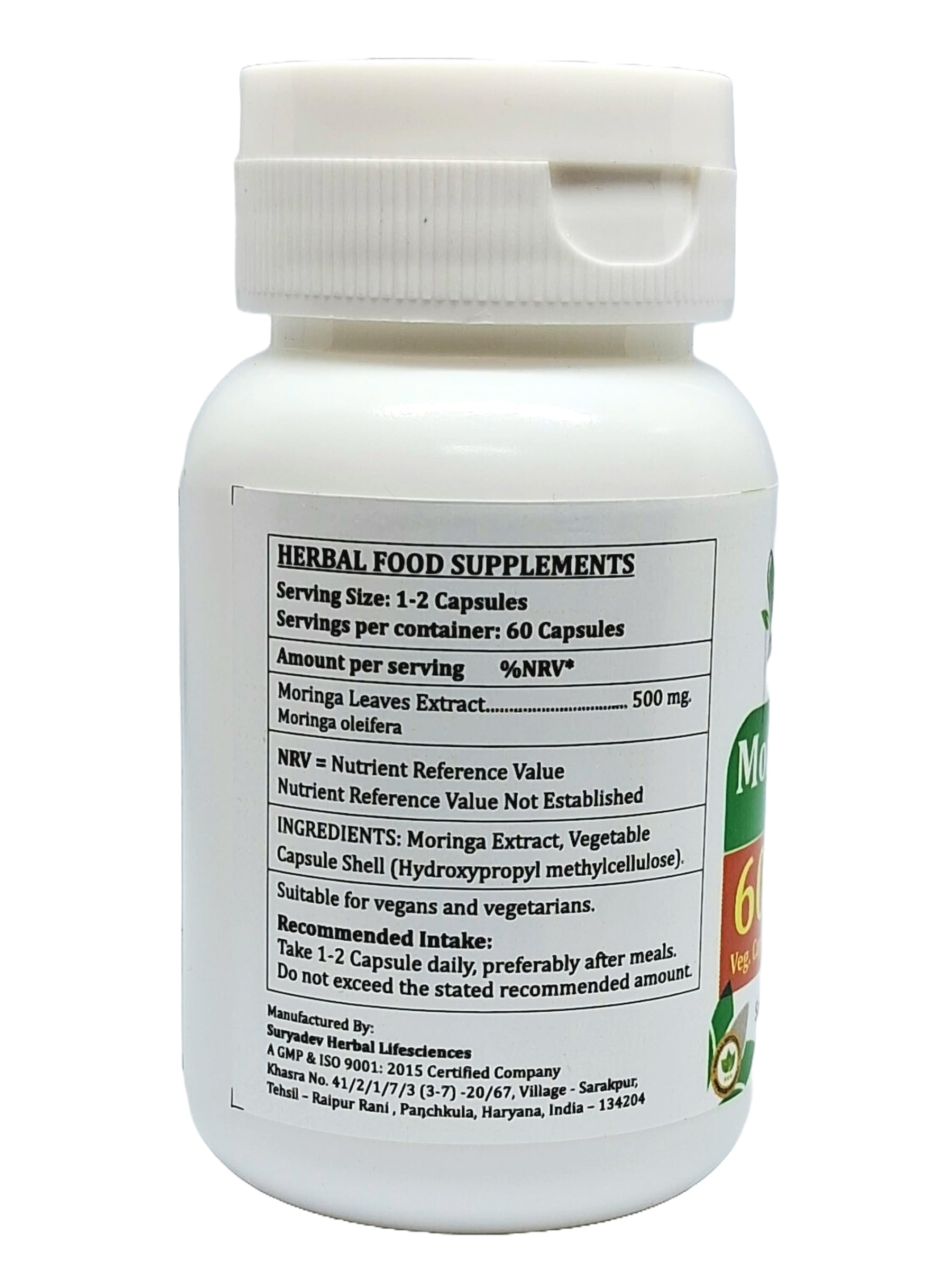 Moringa Oleifera (Moringa, Sahijan) Extract Capsules | Highest Potency, 100% Herbal Product | Pack of 60 X 500 mg. Veg. Capsules (Pack of 1 Bottle) — Amazon image 2