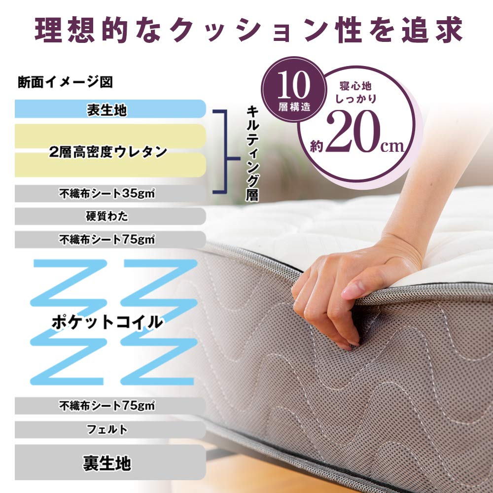 Amazon｜アイリスプラザ ポケットコイルマットレス 極厚20cm 2層 