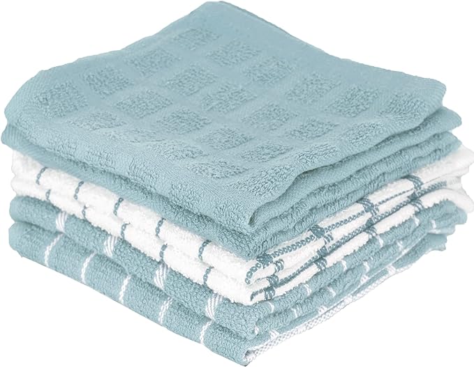 Ritz 100% Terry Cotton, Highly Absorbent Dish Cloth Set, 12” x 12”, 6-Pack, Dew