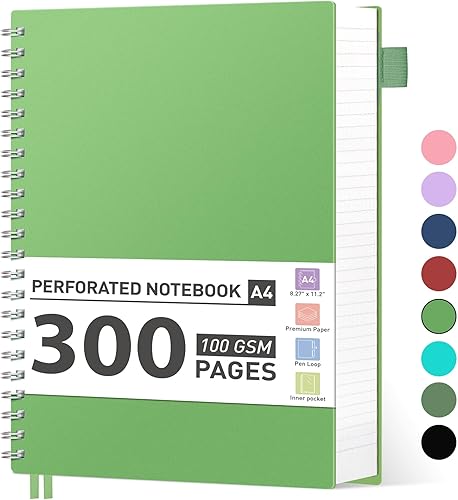 Miniatura 14 de AHGXG Cuaderno espiral universitario rayado - Cuaderno espiral grande B5 de 7.6" x 10", 300 páginas/150 hojas, papel grueso de 100 g/m², tapa dura
