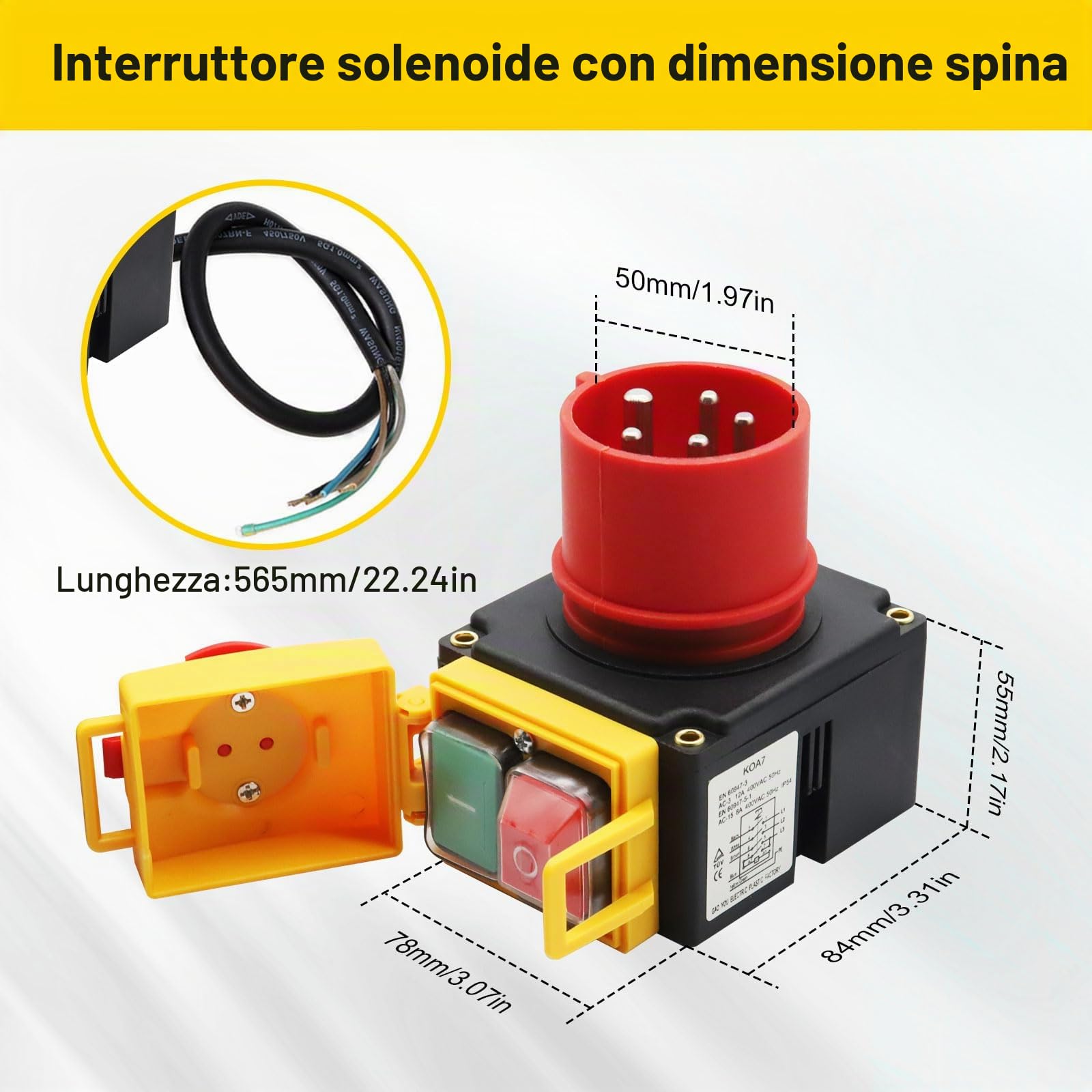 Interruttore a Macchina 400V Binghe 3 fasi 400V interruttore di emergenza, Interruttore di Sicurezza, Interruttore Elettromagnetico con spina CEE/impermeabile/commutatore di fase, Identico a KOA7