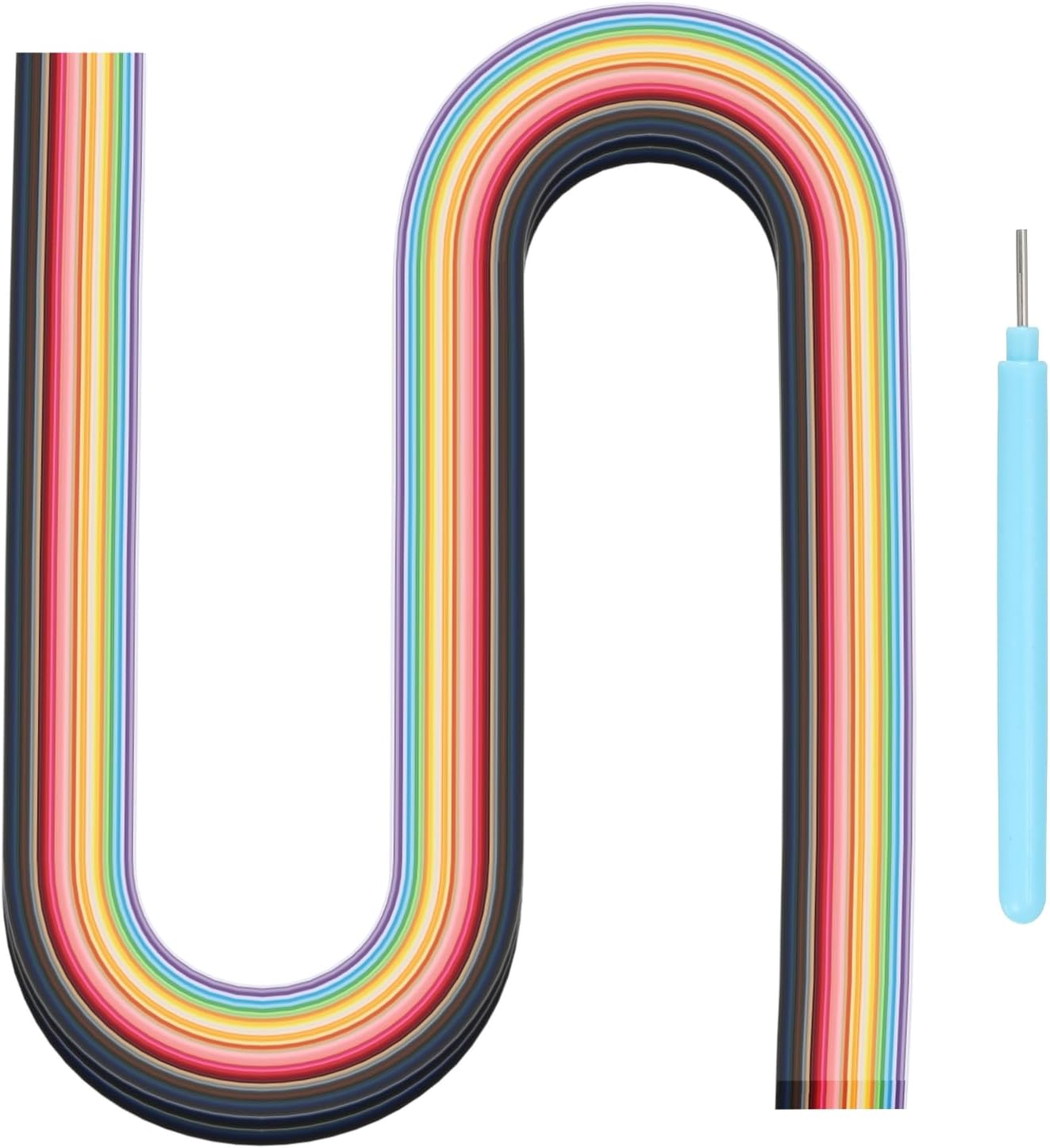 MECCANIXITY Paper Quilling Kit, 21.3 Inch 30mm 36 Colors Paper Quilling Strips with Blue Pen for Beginners DIY Hand Crafts Teaching Tools Flower Decoration(Multi-Colored, Pack of 180)