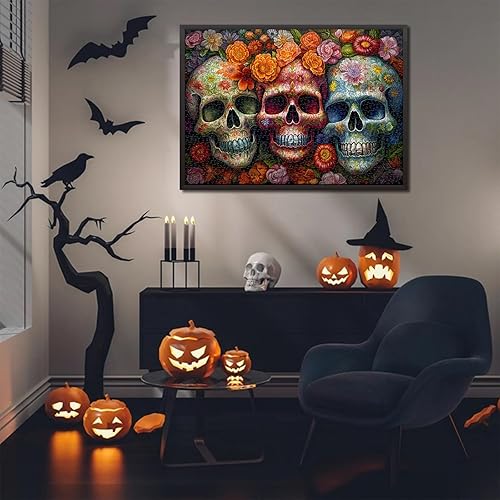 Miniatura 5 de Rompecabezas del Día de los Muertos de Calavera de Azúcar para adultos de 1000 piezas, rompecabezas de Halloween de 1000 piezas, rompecabezas de