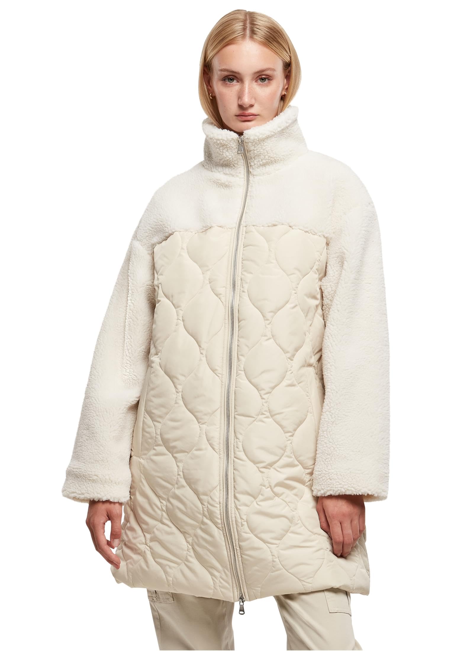 Urban Classics Damen Ladies Oversized Sherpa Quilted Coat