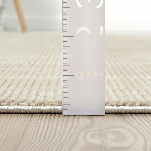 Miniatura 9 de Abani Terra - Alfombra color crema de 4 x 6 pies para sala de estar, dormitorio, patrón de líneas verticales, duradera y fácil de limpiar