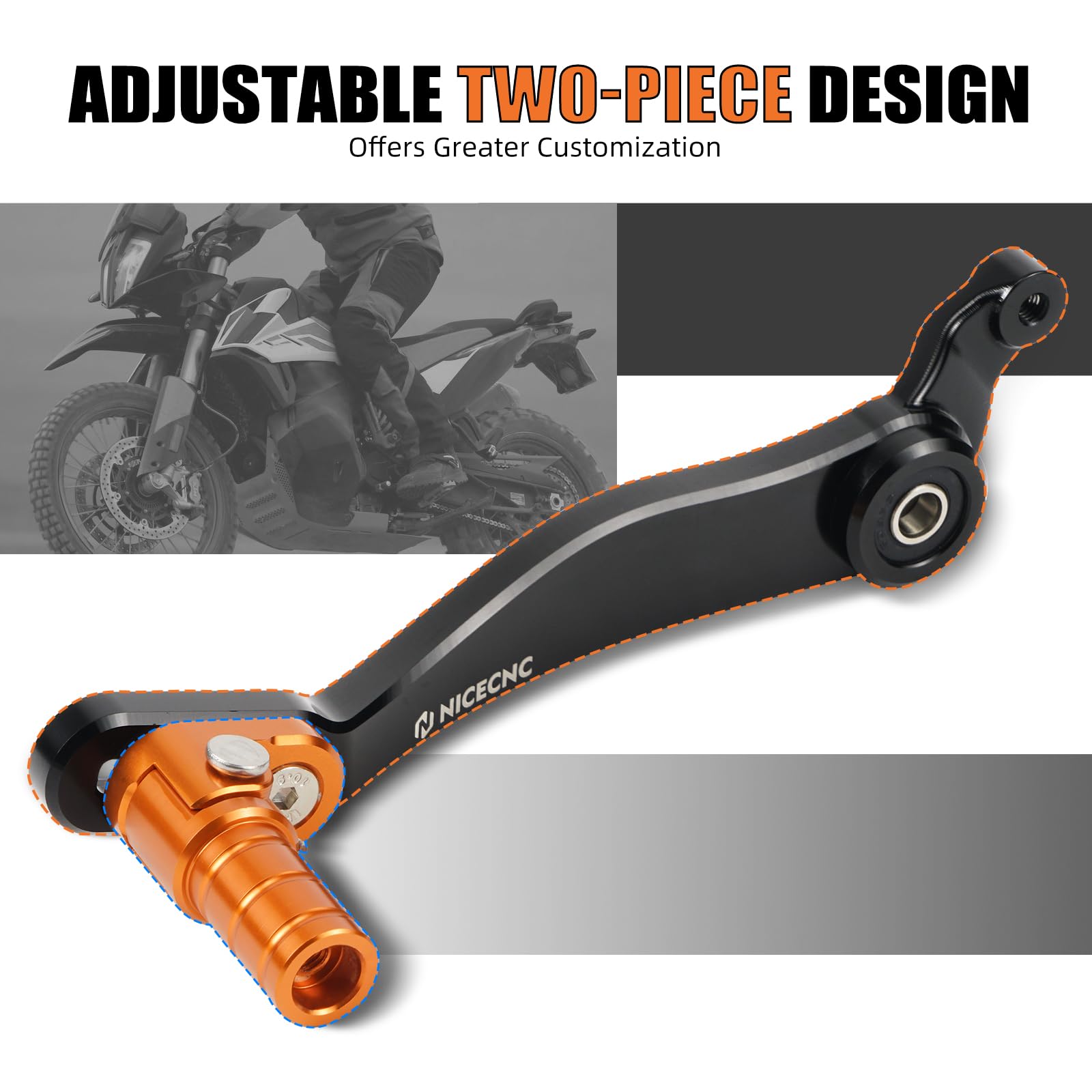 NICECNC Leva del cambio estesa regolabile compatibile con 790 Adventure R 2019-2021, 890 Adventure R/R Rally 2021-2024, compatibile con Husqvarna Norden 901 2022-2024, arancione, vedi montaggio