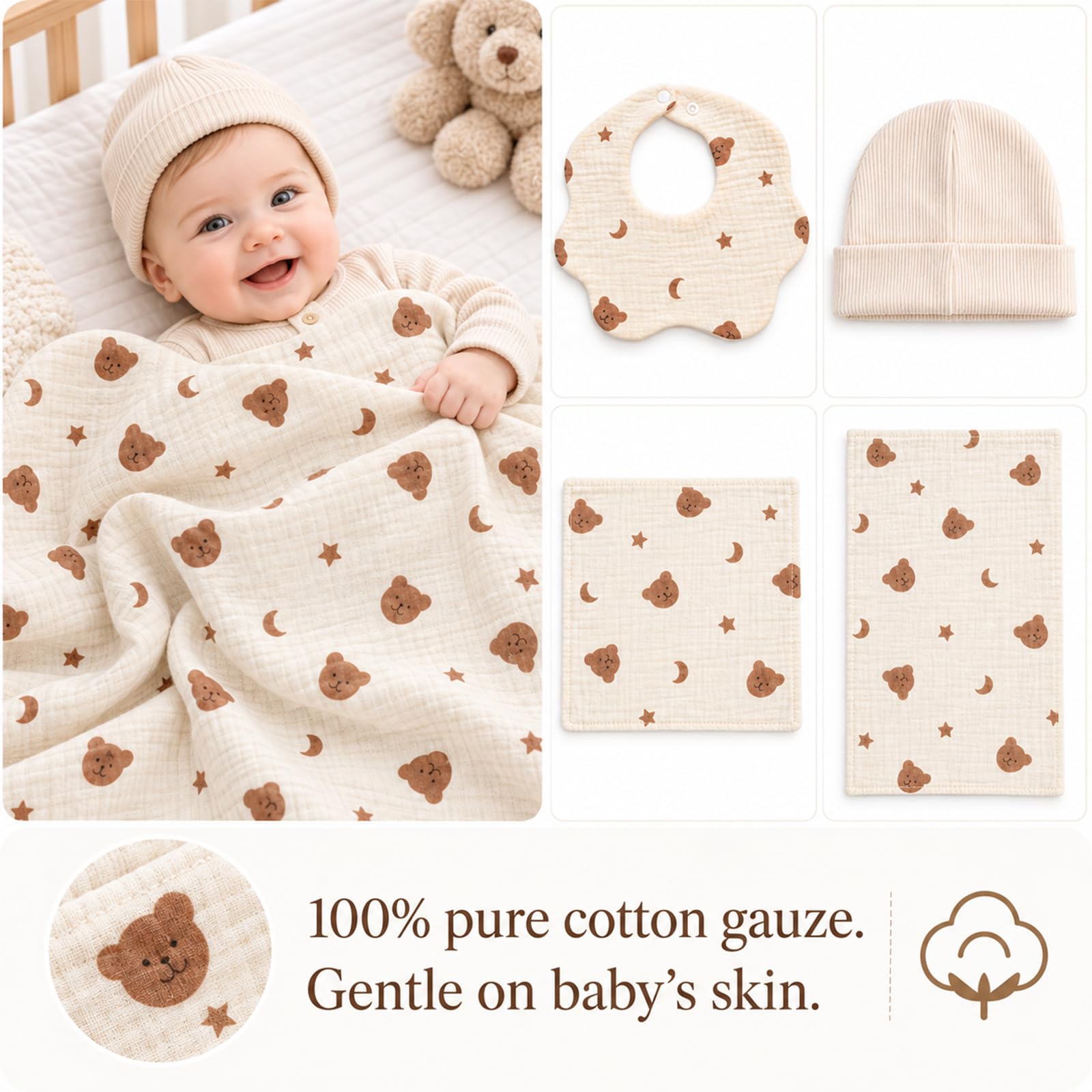 Regalo Nascita Bimba Bimbo 11 in 1 Set Neonato Regalo Nascita (Set-2 Orso)