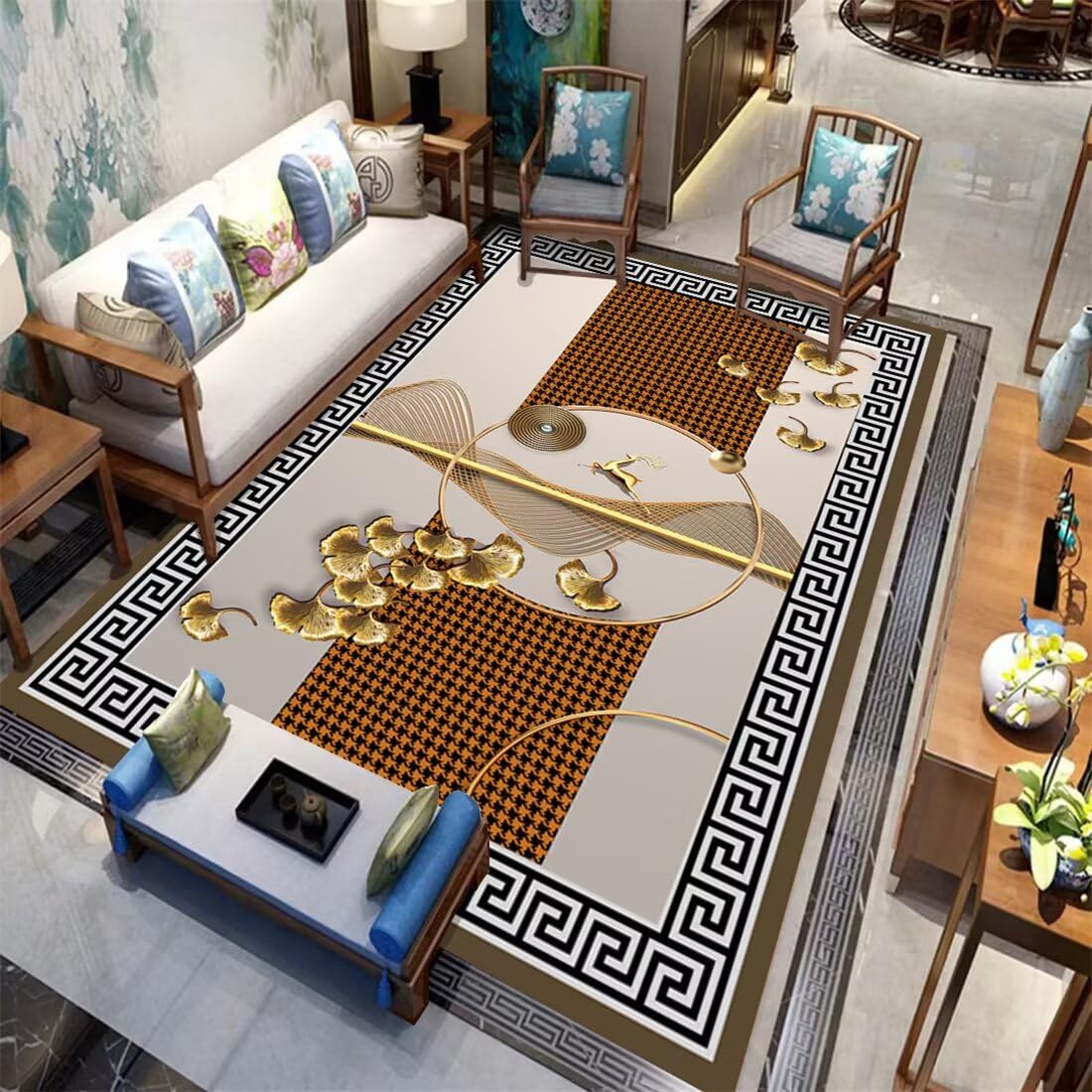 Tapis d'extérieur et de salon paysage chinois enfant pliable 170x240cm