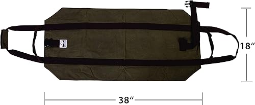 Miniatura 2 de Bolsa de lona encerada resistente para leña - asas dobles únicas que permiten un agarre seguro y cómodo con varios tamaños de carga. La correa de