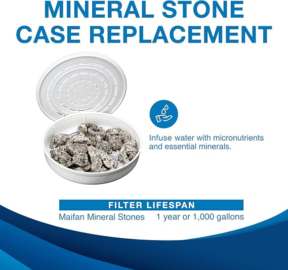 ZENWATER Genuine Maifan Mineral Stones Filter Case Replacement - Exclusively for Zen Water Countertop Gravity Filtration System - Clean and Mineral-Rich Hydration