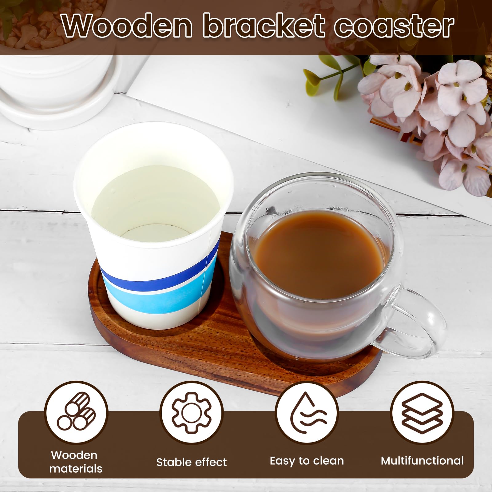 Salt and Pepper Mill Tray, Wood Pepper and Salt Mill Holder Exquisite Pepper Grinder Rest Heat Drop Resistant Salt and Pepper Grinder Accessories Inner Diameter 6.3cm for Home Kitchens