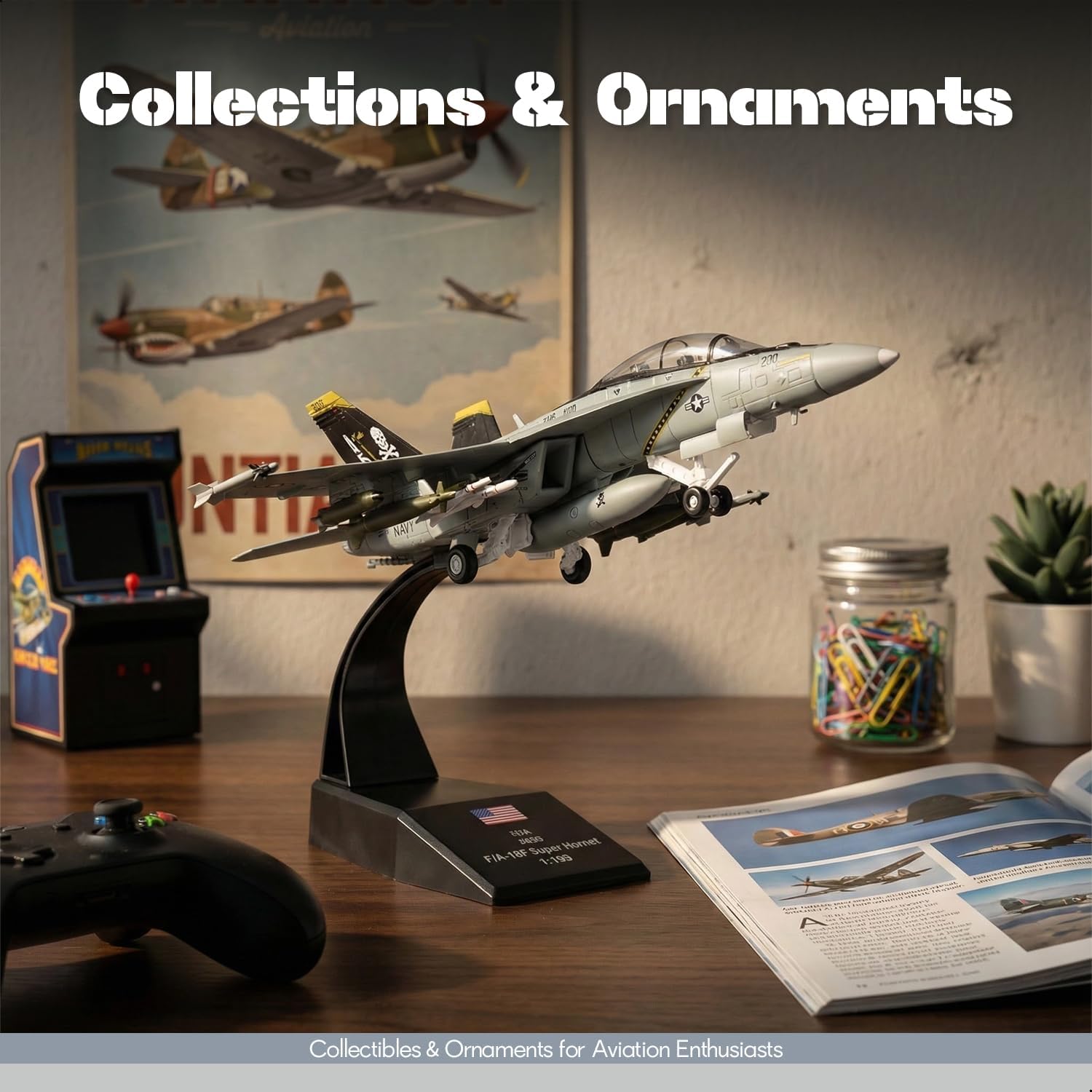1/100 Scale F/A-18 Super Hornet Fighter Jet Model U.S. Navy Attack Aircraft VFA 103 Jolly Rogers Miniature Metal Diecast Airplane Model Kit with Stand for Adults Collection or Gift