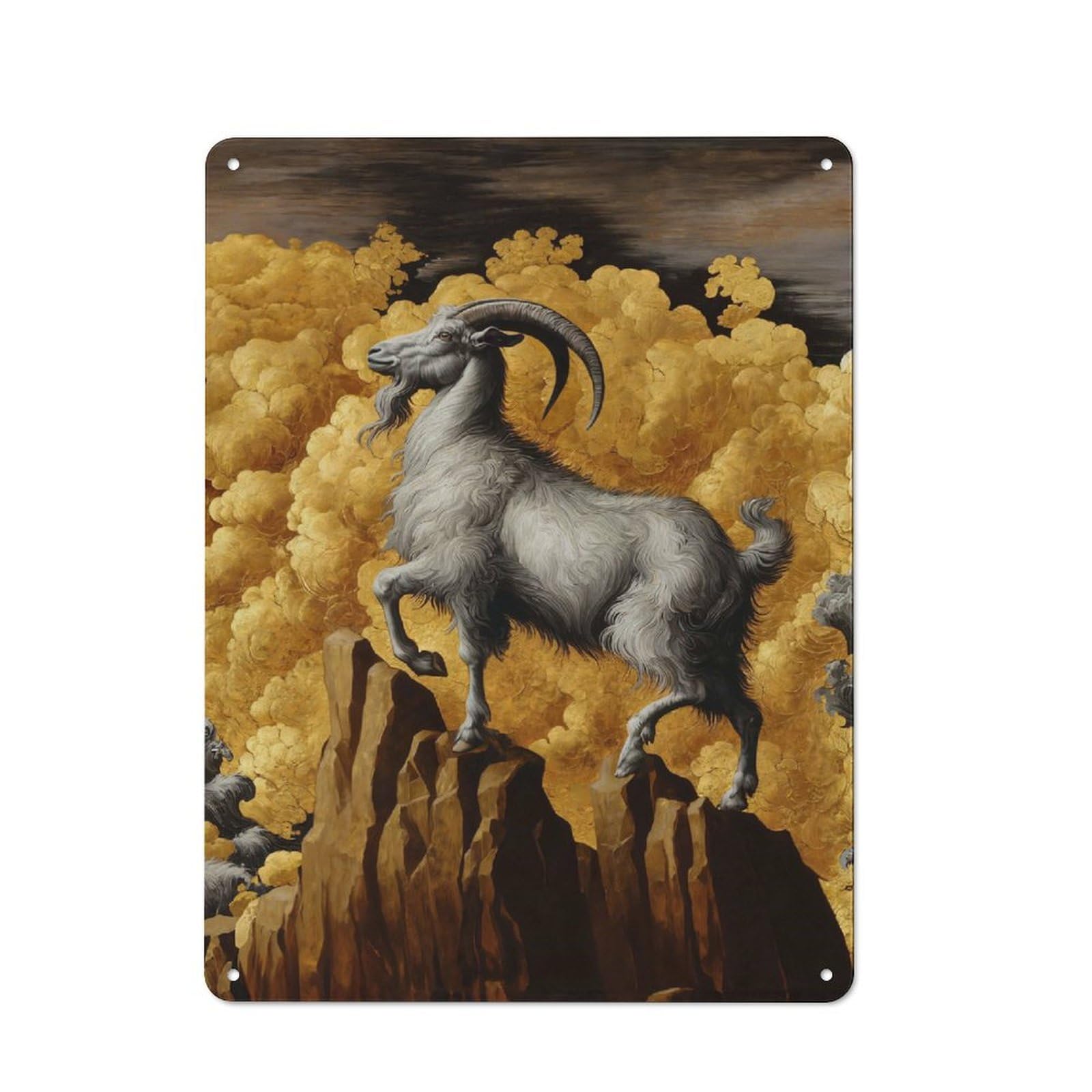 Junmoney Gold X Goat Country Metal Wall Decor 40X30cm, Country Metal Sign For Kitchen, Cottage, Porch Or Garden Room