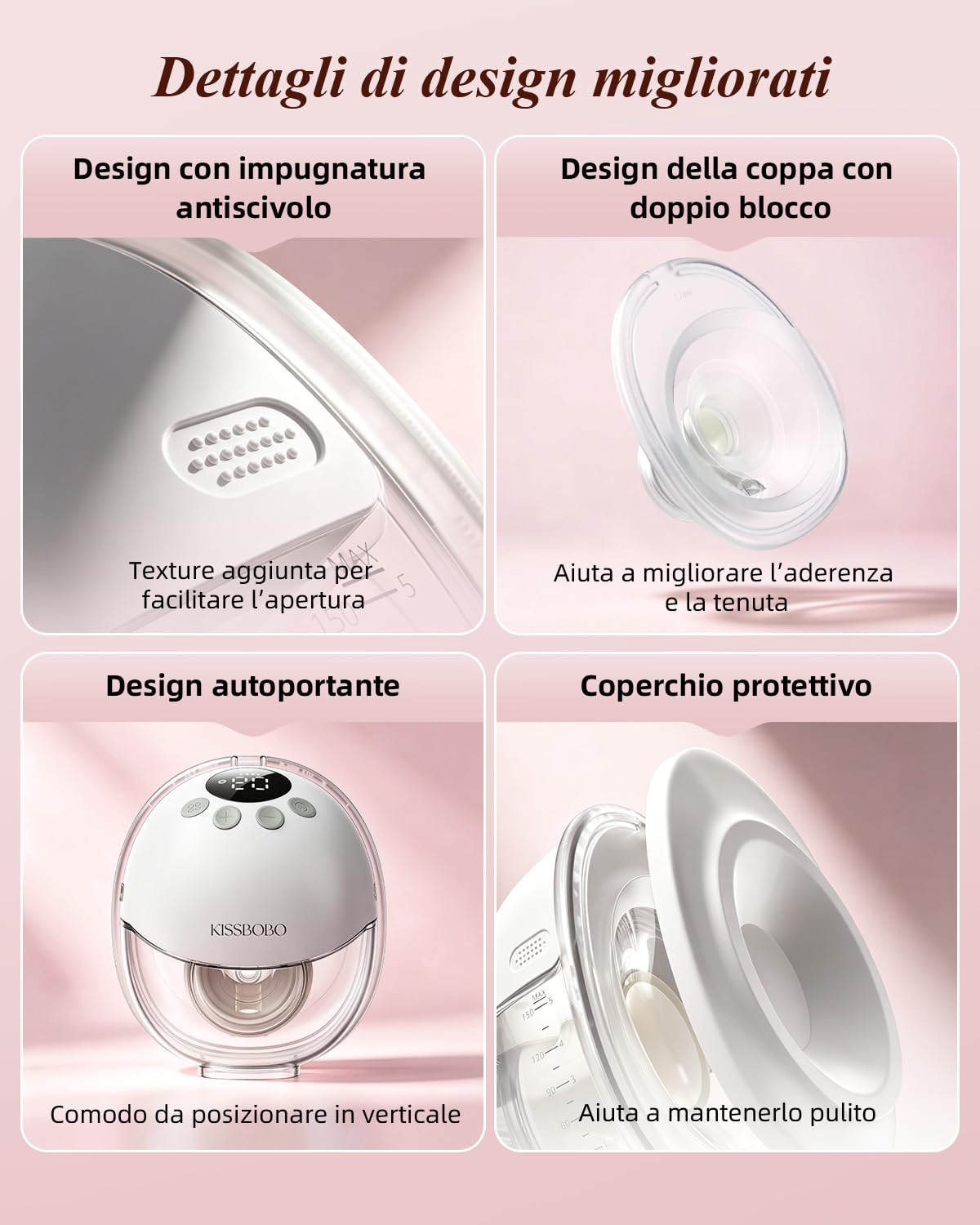 KISSBOBO K8 Tiralatte Elettrico Indossabile Doppia